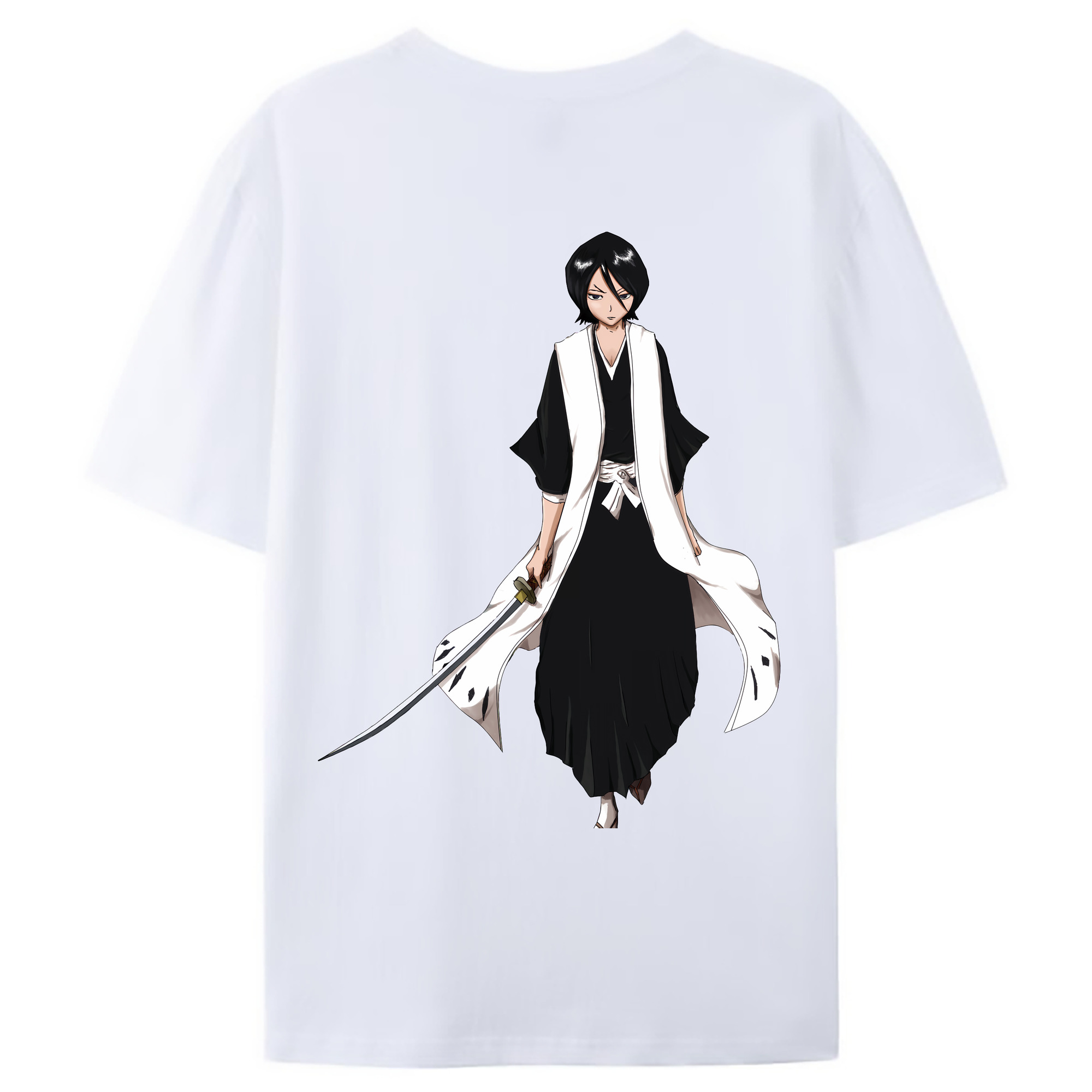 （画像用） ブリーチ 朽木ルキア BLEACH Kuchiki Rukia 綿100％ メンズ半袖Tシャツ（バックプリント） 通気性