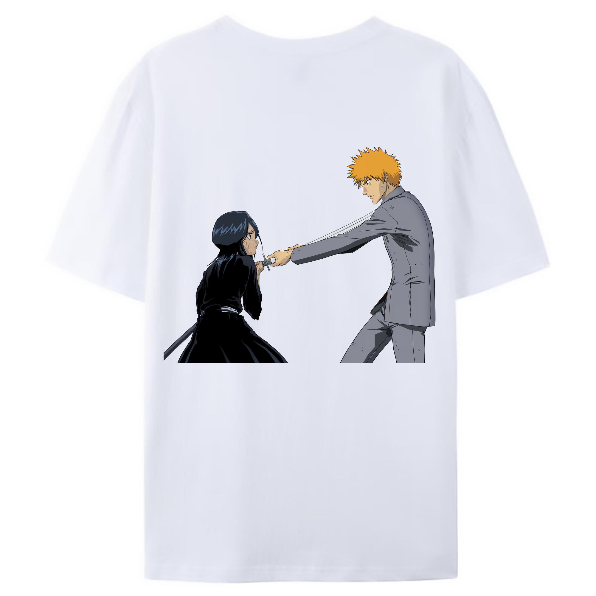 （画像用） ブリーチ 朽木ルキア BLEACH Kuchiki Rukia 綿100％ メンズ半袖Tシャツ（バックプリント） 通気性