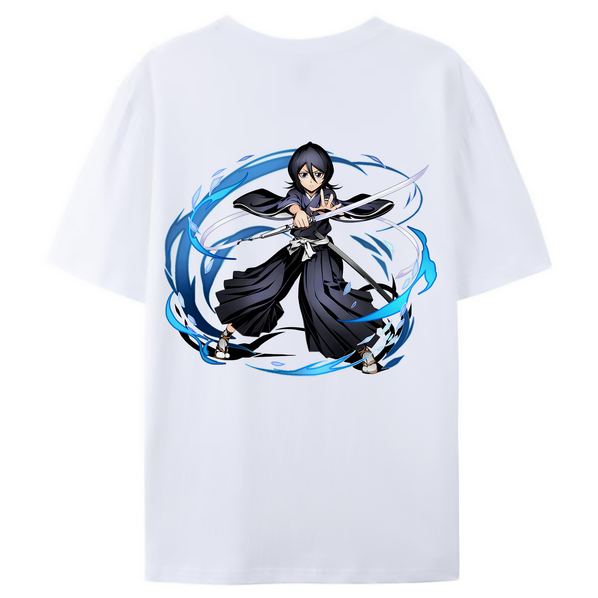 （画像用） ブリーチ 朽木ルキア BLEACH Kuchiki Rukia 綿100％ メンズ半袖Tシャツ（バックプリント） 通気性