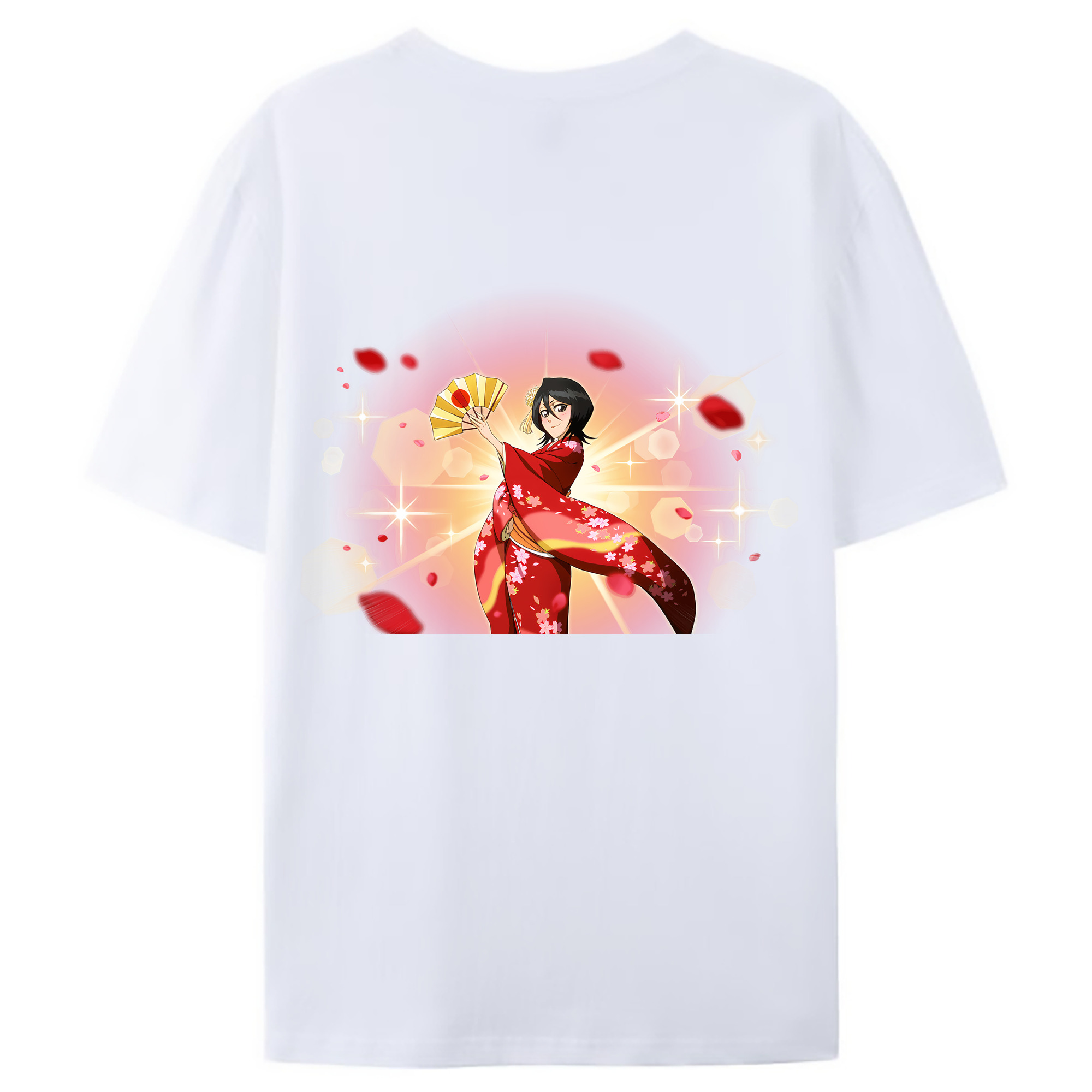 （画像用） ブリーチ 朽木ルキア BLEACH Kuchiki Rukia 綿100％ メンズ半袖Tシャツ（バックプリント） 通気性