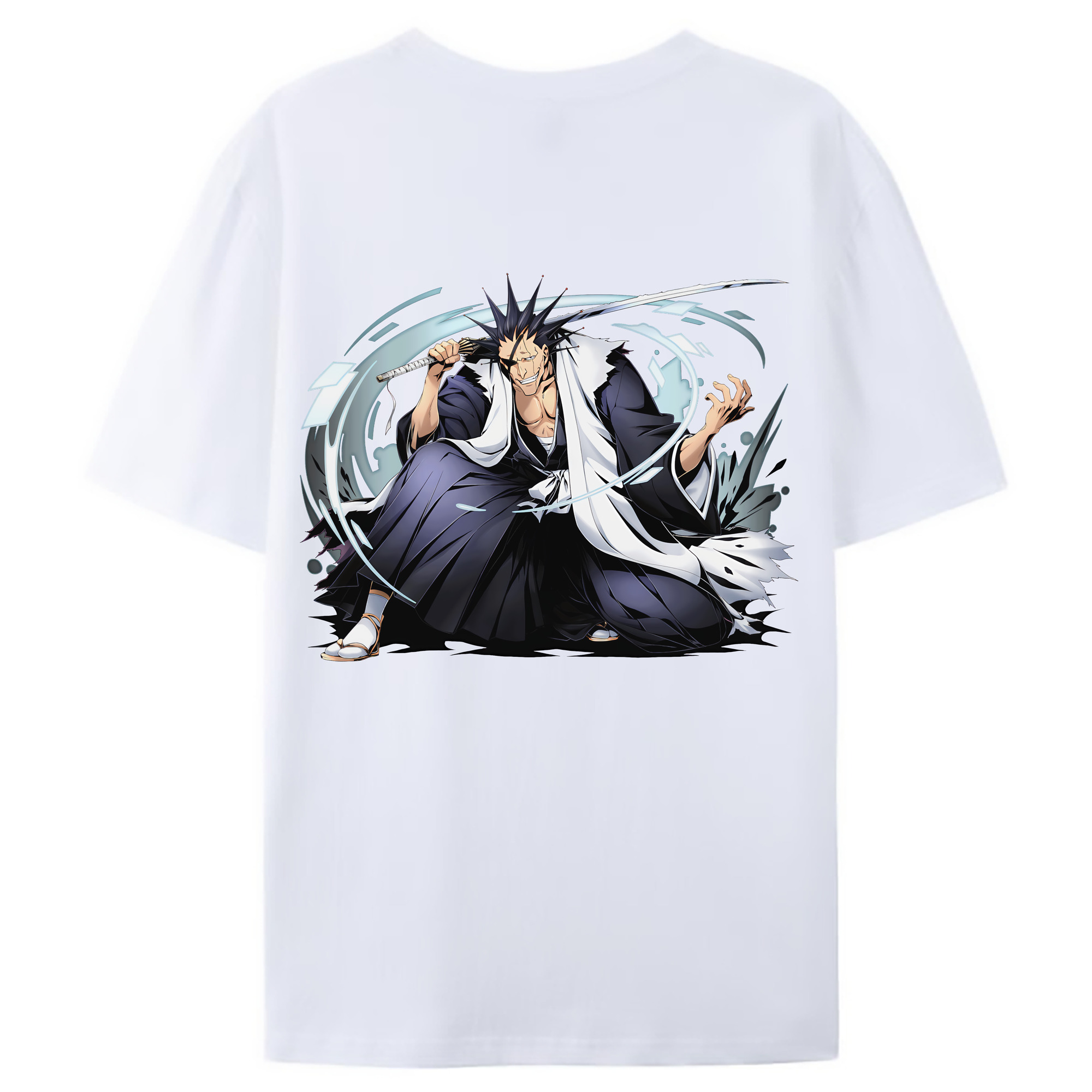 （画像用） ブリーチ ざらき けんぱち BLEACH Zaraki Kenpachi 綿100％ メンズ半袖Tシャツ（バックプリント） 通気性