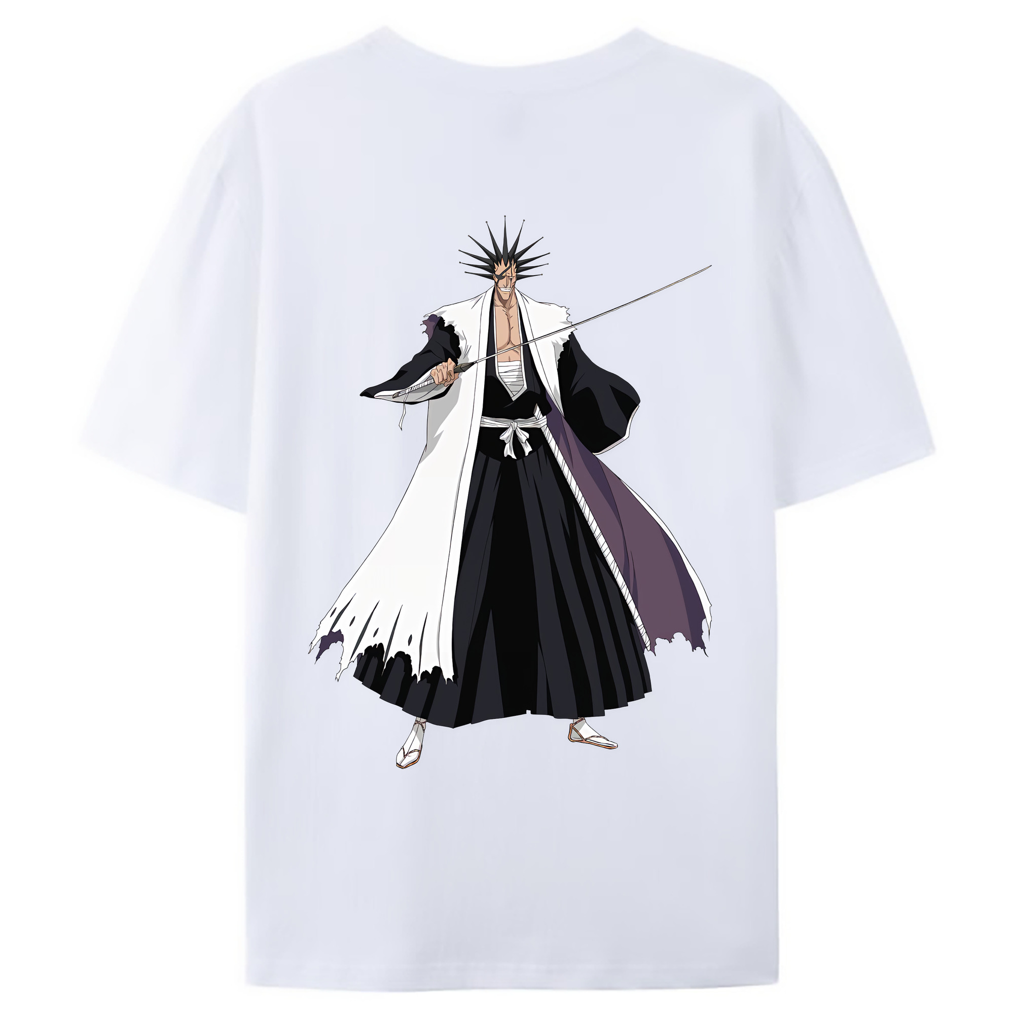 （画像用） ブリーチ ざらき けんぱち BLEACH Zaraki Kenpachi 綿100％ メンズ半袖Tシャツ（バックプリント） 通気性
