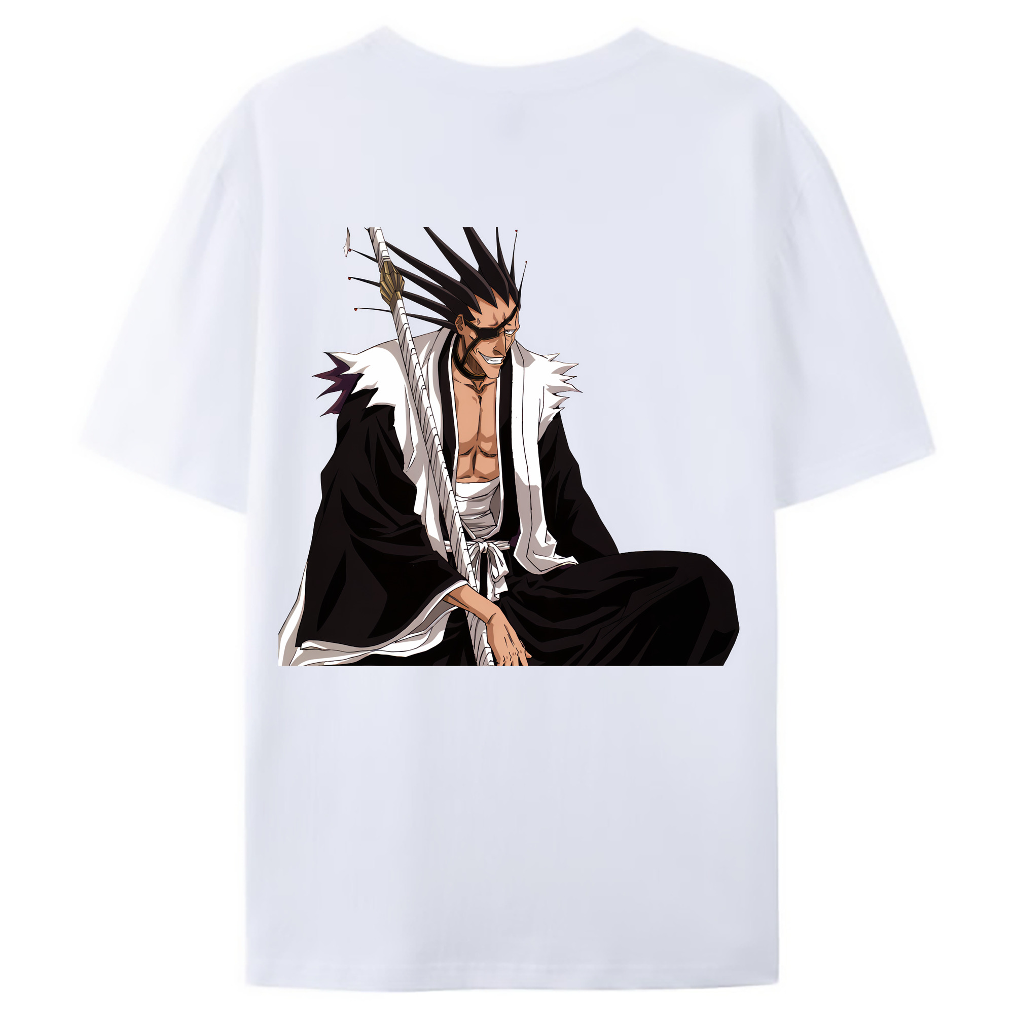 （画像用） ブリーチ ざらき けんぱち BLEACH Zaraki Kenpachi 綿100％ メンズ半袖Tシャツ（バックプリント） 通気性