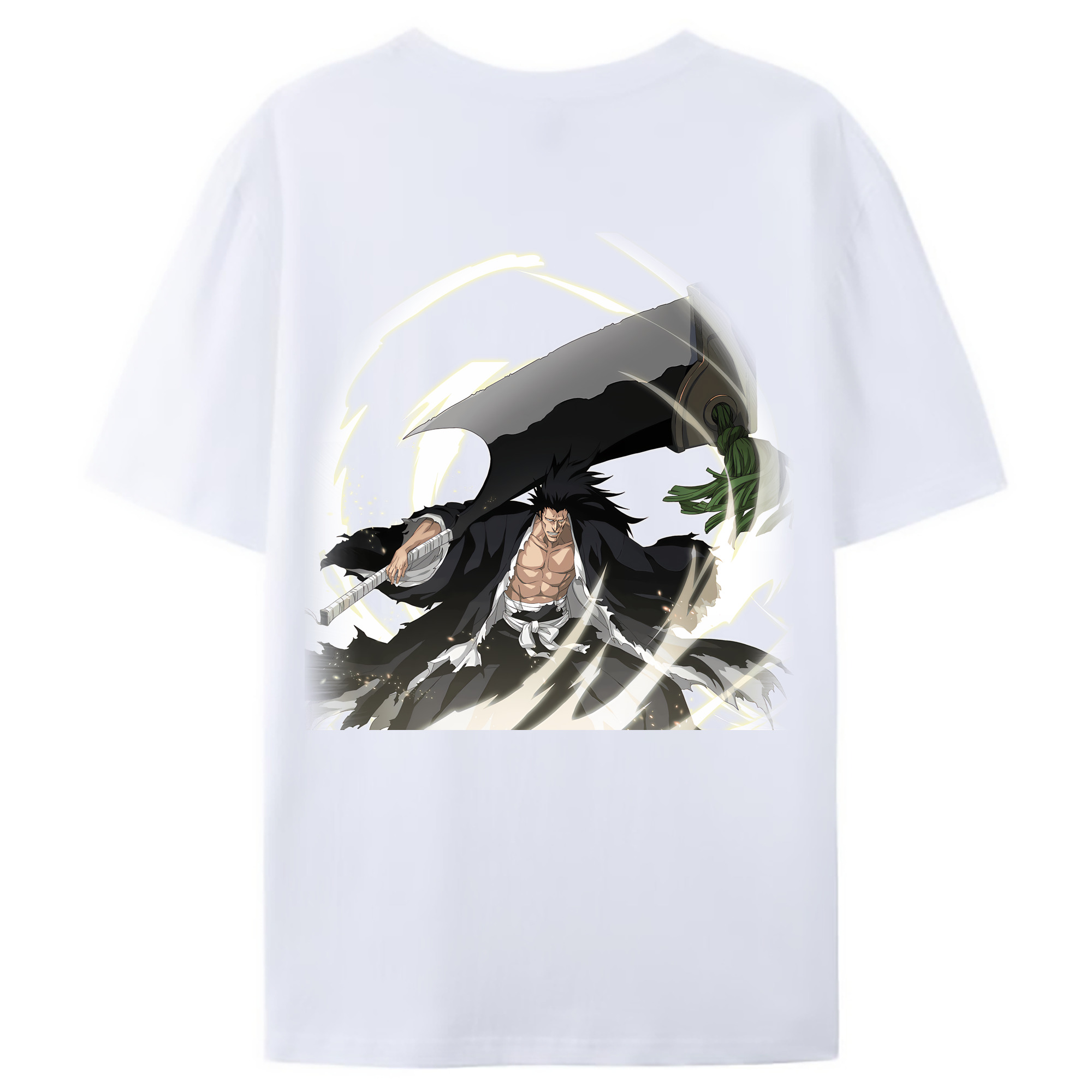 （画像用） ブリーチ ざらき けんぱち BLEACH Zaraki Kenpachi 綿100％ メンズ半袖Tシャツ（バックプリント） 通気性