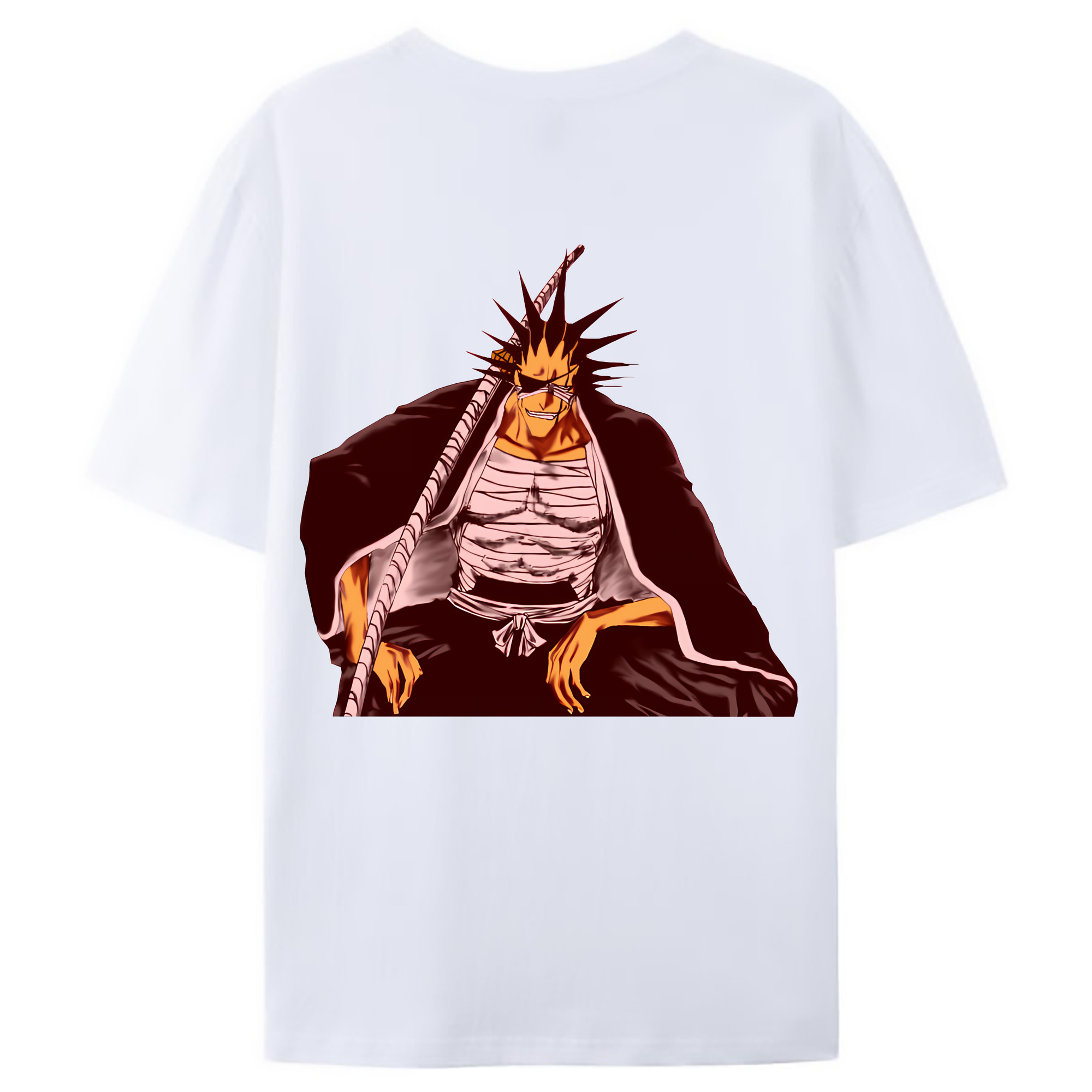 （画像用） ブリーチ ざらき けんぱち BLEACH Zaraki Kenpachi 綿100％ メンズ半袖Tシャツ（バックプリント） 通気性