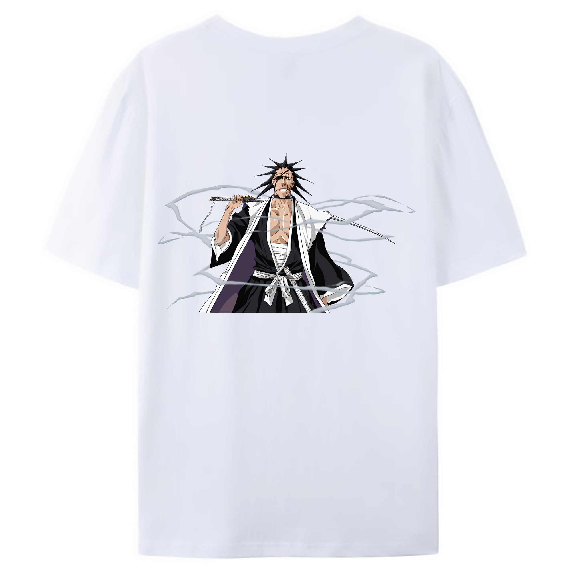 （画像用） ブリーチ ざらき けんぱち BLEACH Zaraki Kenpachi 綿100％ メンズ半袖Tシャツ（バックプリント） 通気性