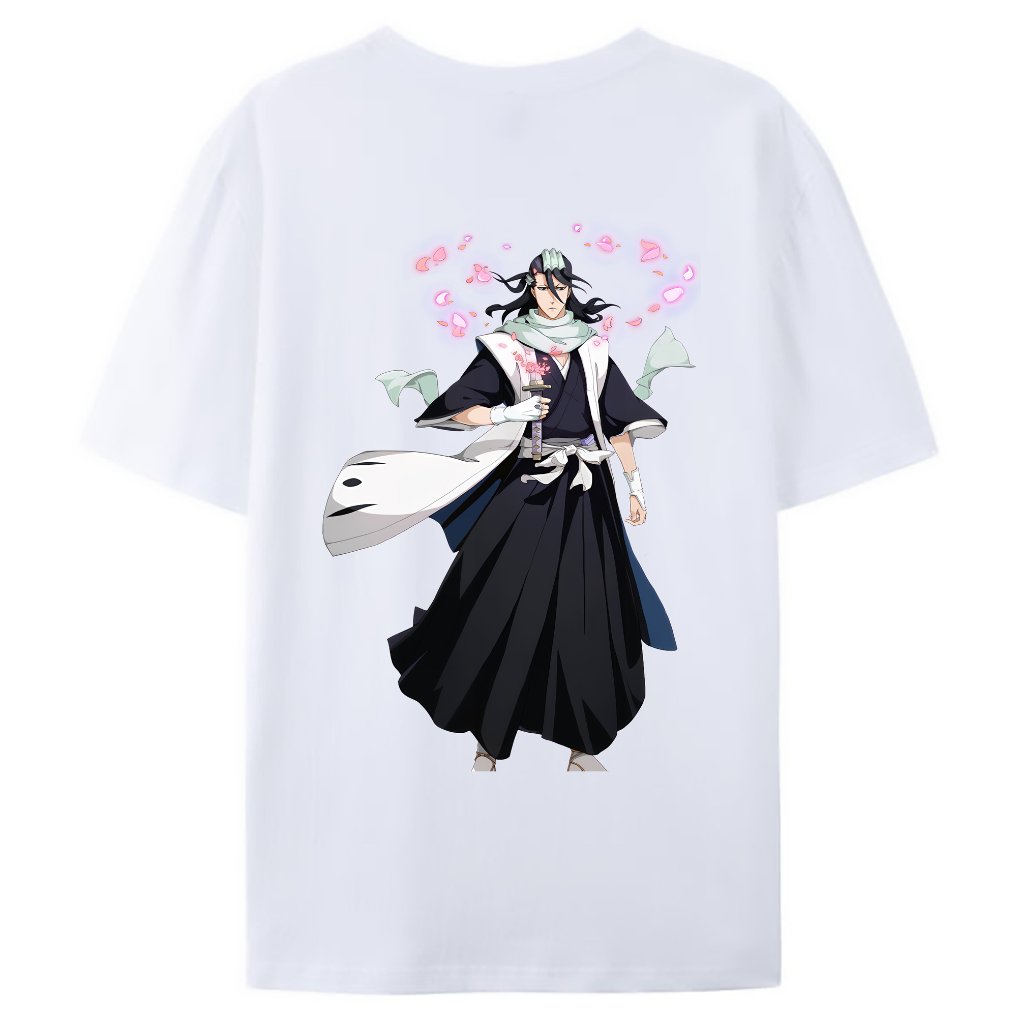 （画像用） ブリーチ くちき びゃくや BLEACH Kuchiki Byakuya 綿100％ メンズ半袖Tシャツ（バックプリント） 通気性