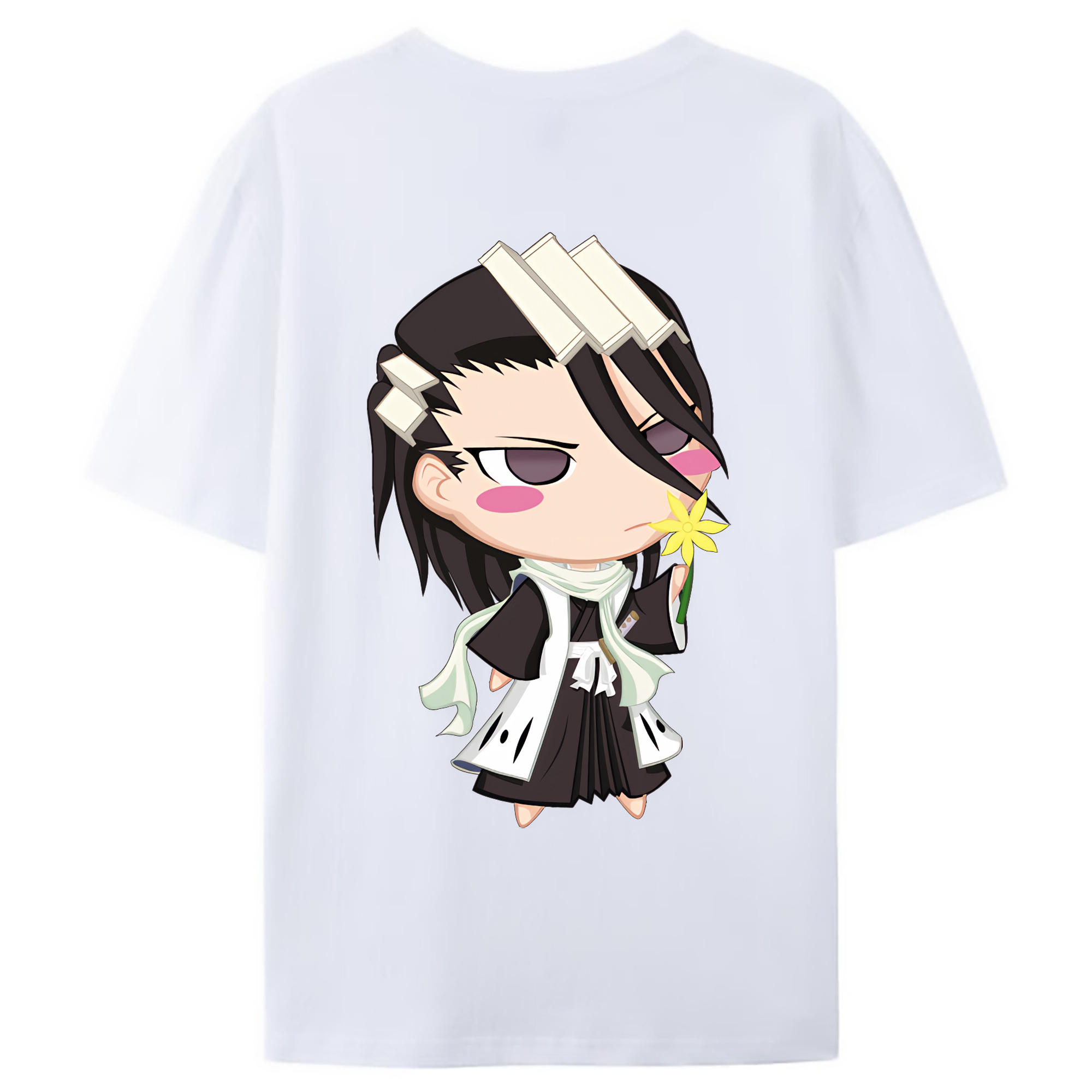 （画像用） ブリーチ くちき びゃくや BLEACH Kuchiki Byakuya 綿100％ メンズ半袖Tシャツ（バックプリント） 通気性