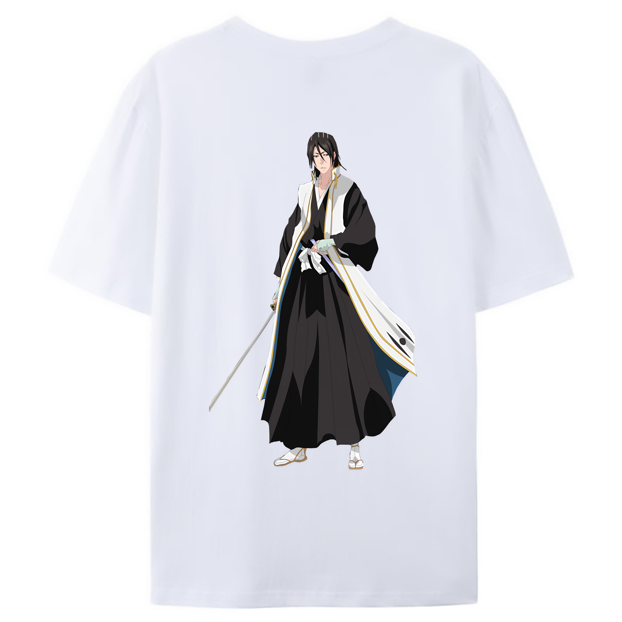 （画像用） ブリーチ くちき びゃくや BLEACH Kuchiki Byakuya 綿100％ メンズ半袖Tシャツ（バックプリント） 通気性