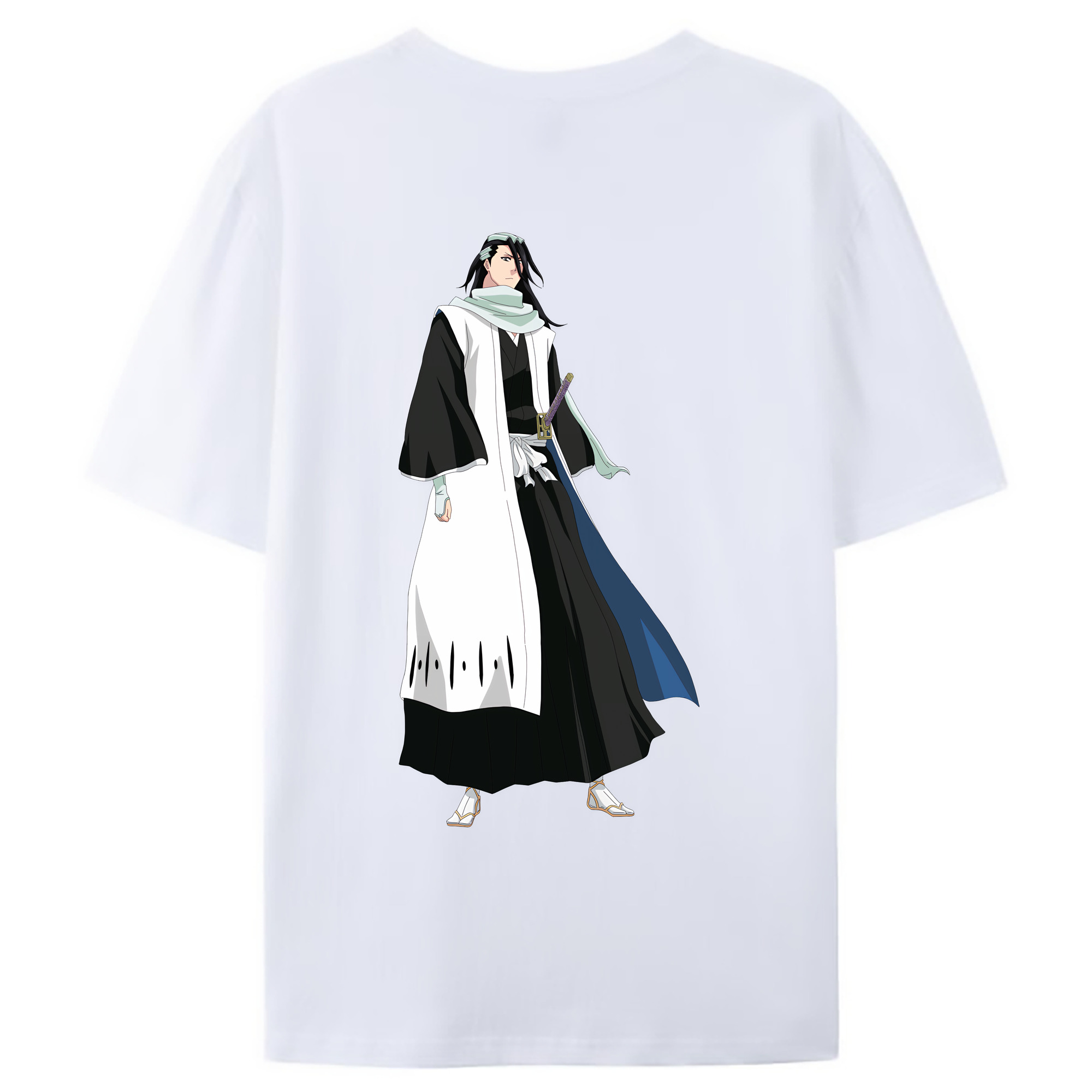 （画像用） ブリーチ くちき びゃくや BLEACH Kuchiki Byakuya 綿100％ メンズ半袖Tシャツ（バックプリント） 通気性