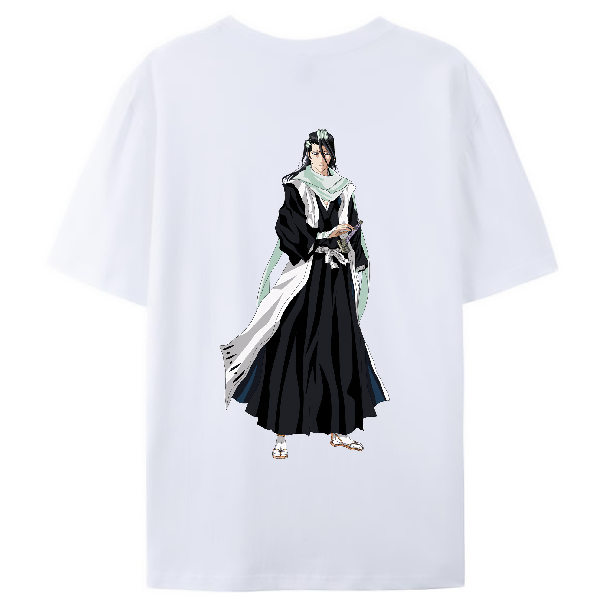 （画像用） ブリーチ くちき びゃくや BLEACH Kuchiki Byakuya 綿100％ メンズ半袖Tシャツ（バックプリント） 通気性