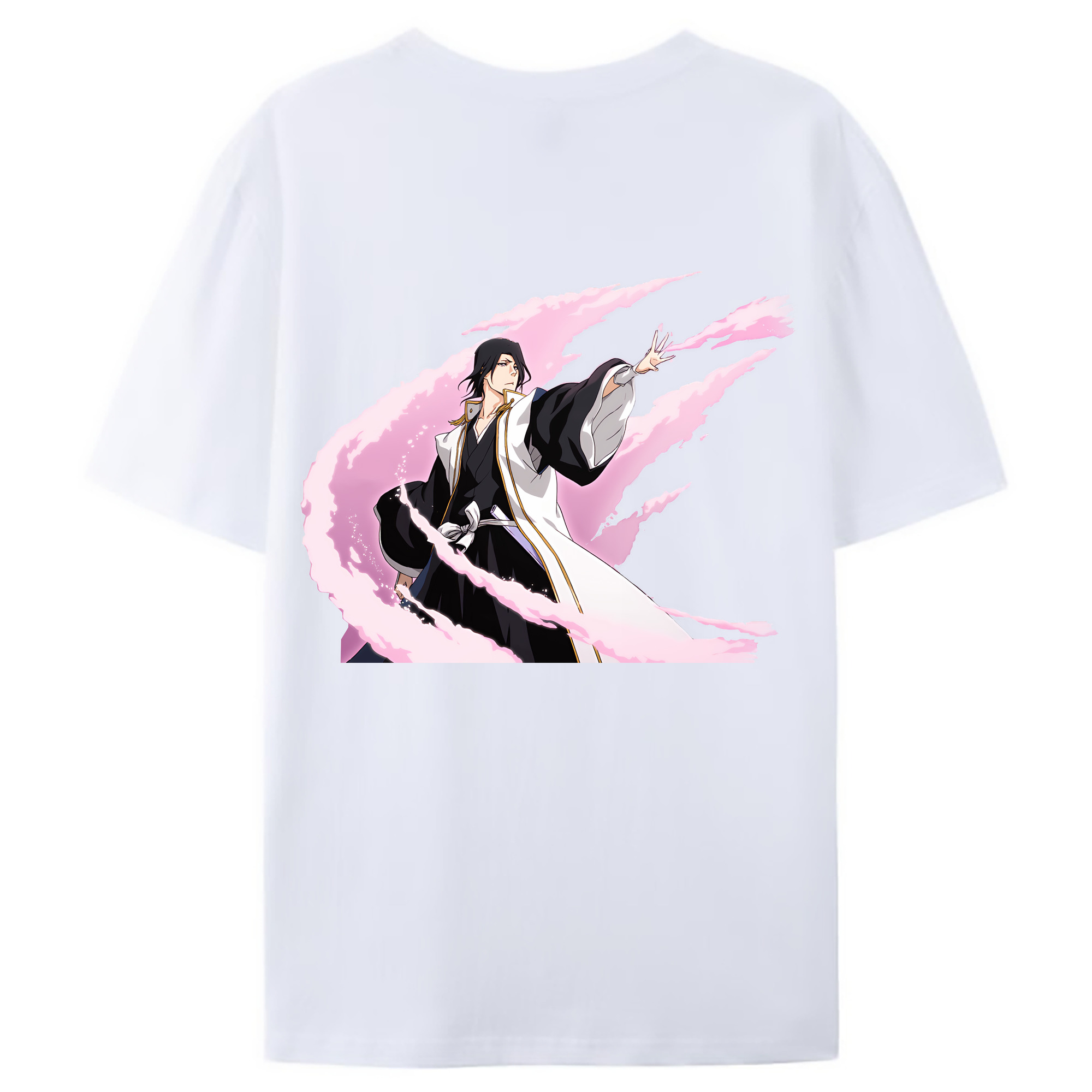 （画像用） ブリーチ くちき びゃくや BLEACH Kuchiki Byakuya 綿100％ メンズ半袖Tシャツ（バックプリント） 通気性