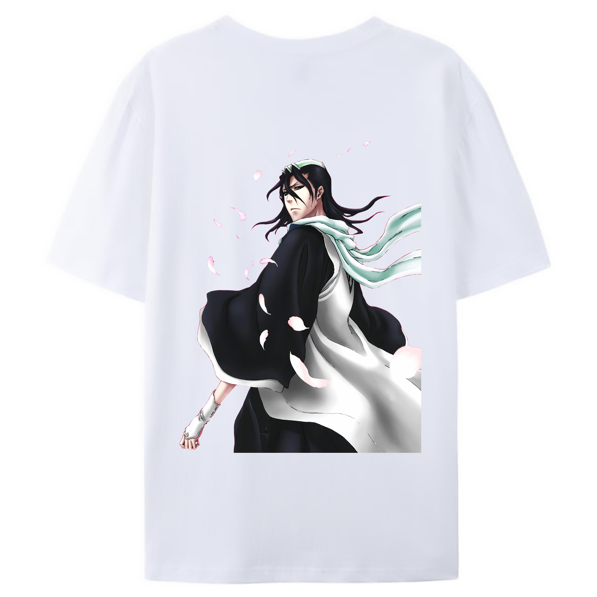 （画像用） ブリーチ くちき びゃくや BLEACH Kuchiki Byakuya 綿100％ メンズ半袖Tシャツ（バックプリント） 通気性