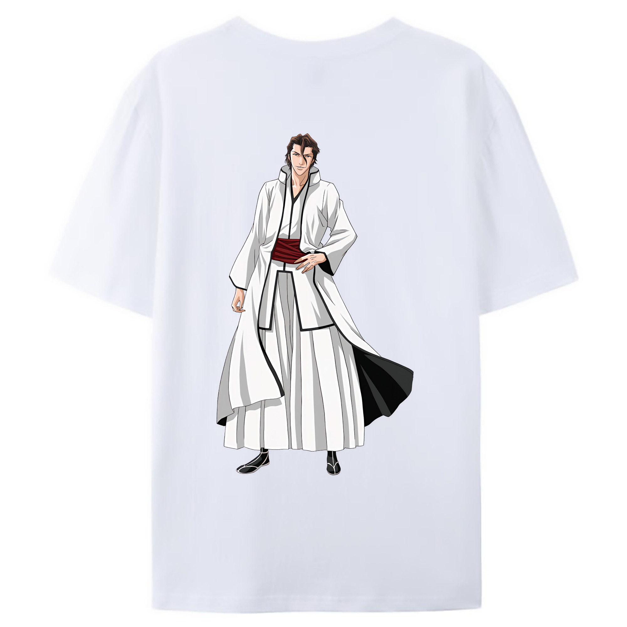 （画像用） ブリーチ 藍染 惣右介（あいぜん そうすけ） BLEACH Aizen Sousuke 綿100％ メンズ半袖Tシャツ（バックプリント） 通気性
