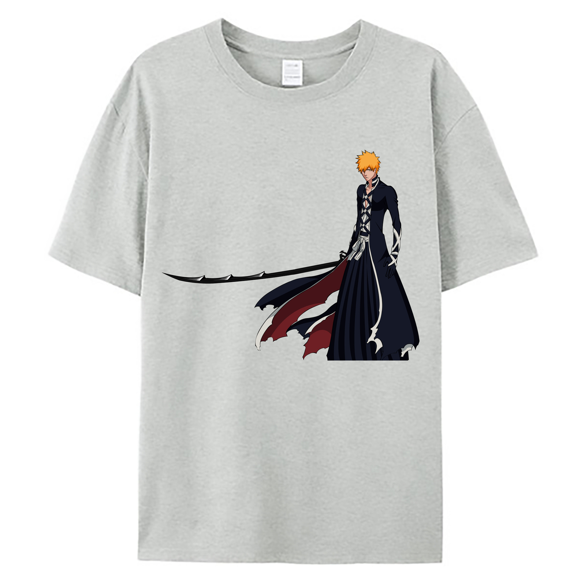（画像用） ブリーチ 黒崎一護（くろさき いちご）BLEACH Kurosaki Ichigo 綿100％ メンズ半袖Tシャツ｜肌触りやわらか＆通気性