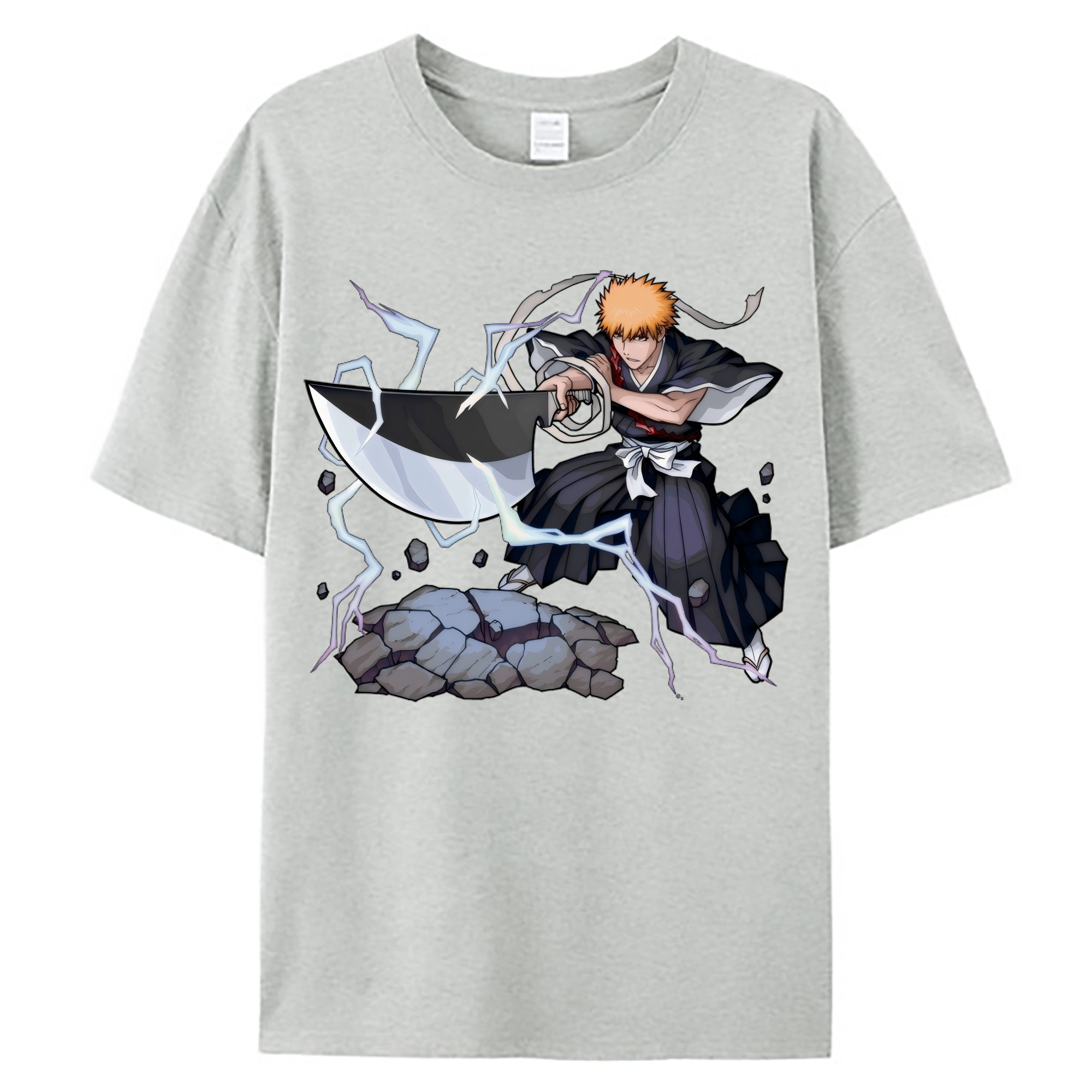 （画像用） ブリーチ 黒崎一護（くろさき いちご）BLEACH Kurosaki Ichigo 綿100％ メンズ半袖Tシャツ｜肌触りやわらか＆通気性