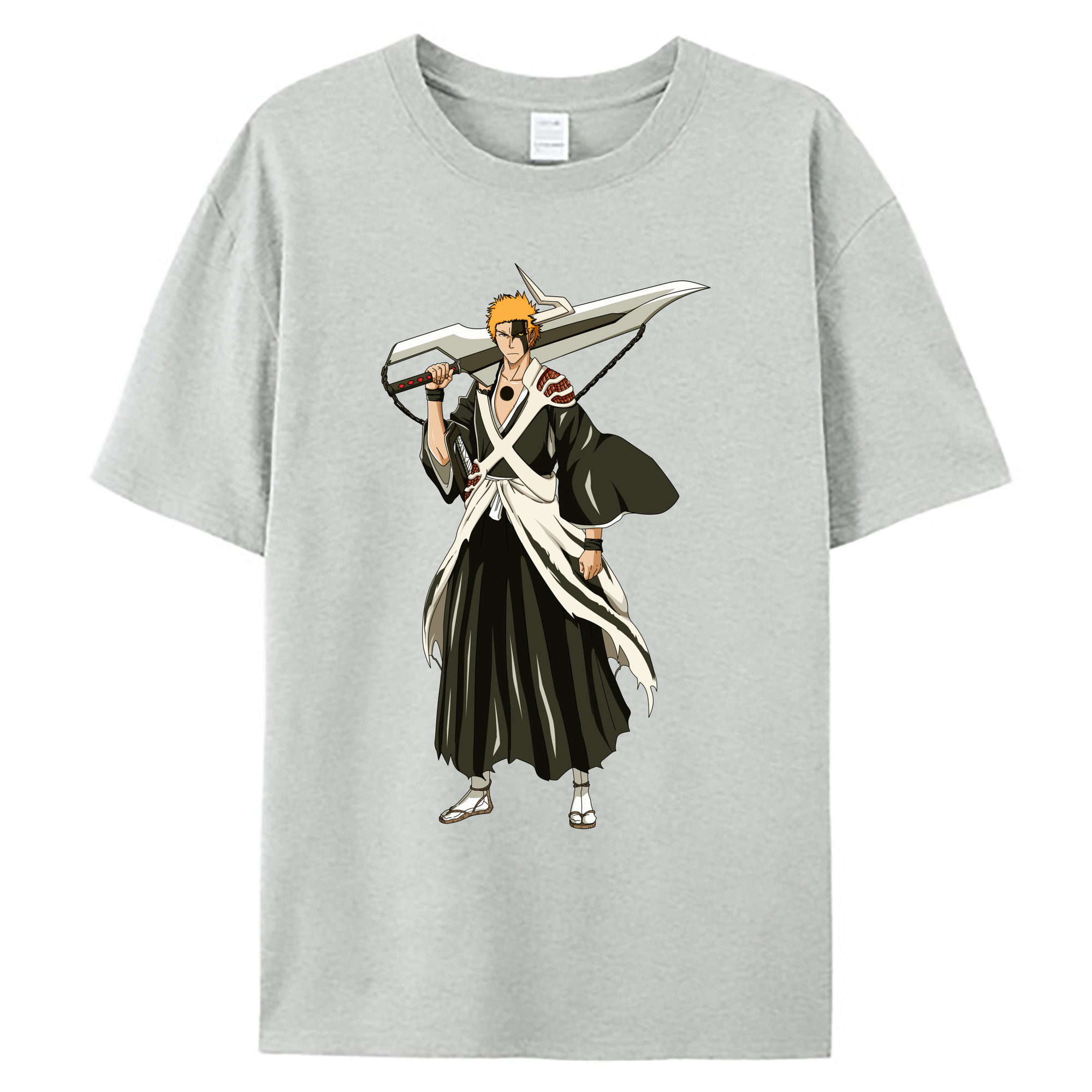 （画像用） ブリーチ 黒崎一護（くろさき いちご）BLEACH Kurosaki Ichigo 綿100％ メンズ半袖Tシャツ｜肌触りやわらか＆通気性