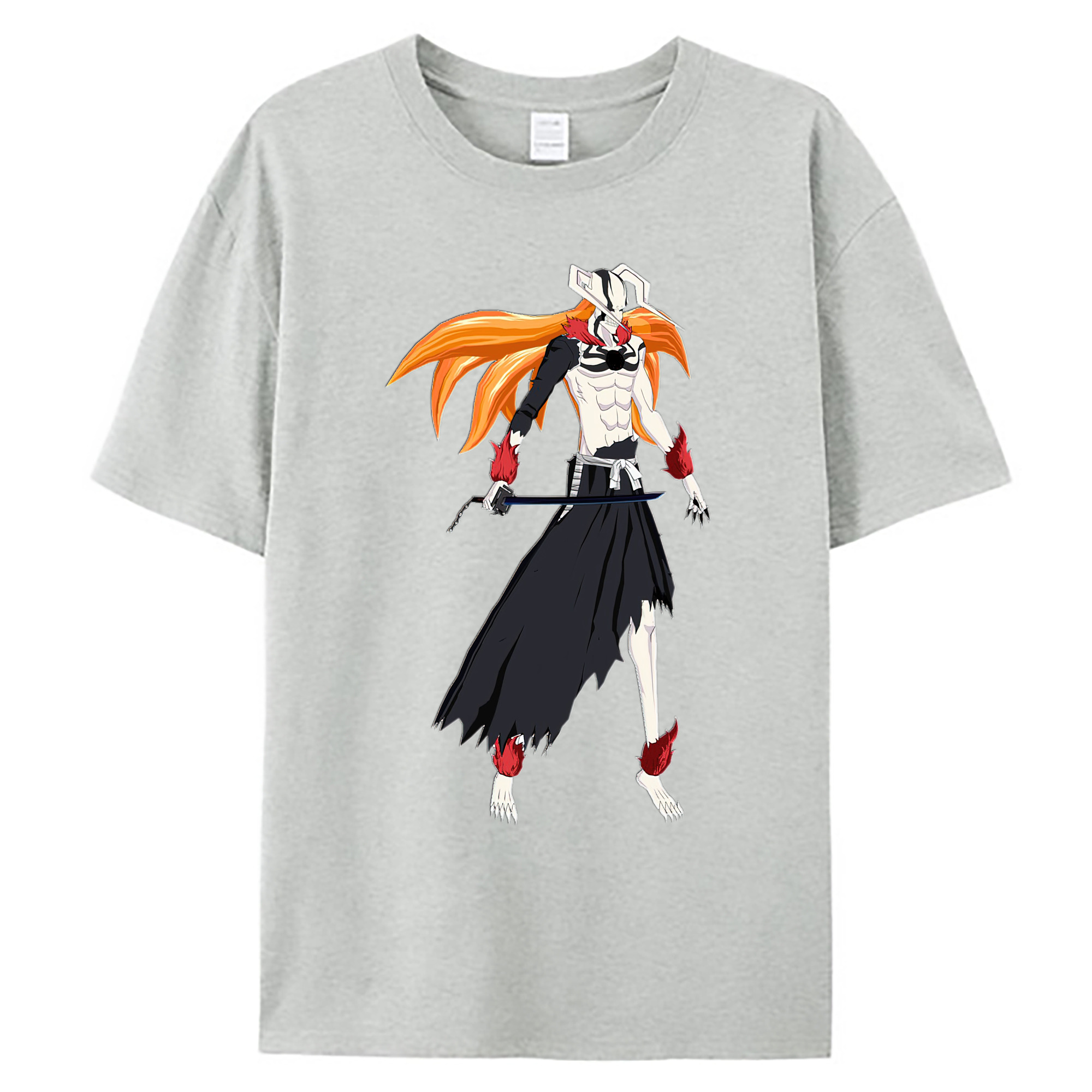 （画像用） ブリーチ 黒崎一護（くろさき いちご）BLEACH Kurosaki Ichigo 綿100％ メンズ半袖Tシャツ｜肌触りやわらか＆通気性