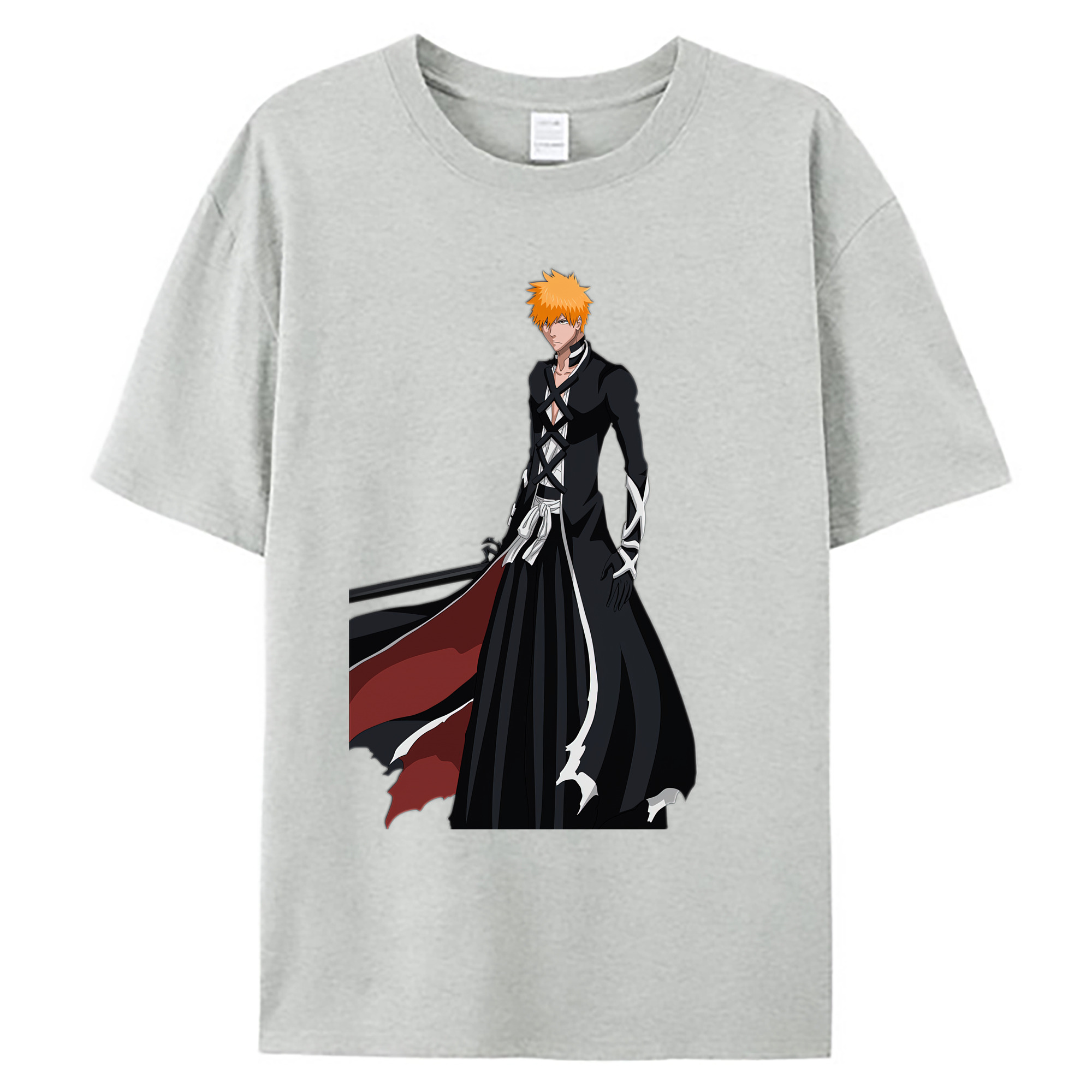 （画像用） ブリーチ 黒崎一護（くろさき いちご）BLEACH Kurosaki Ichigo 綿100％ メンズ半袖Tシャツ｜肌触りやわらか＆通気性