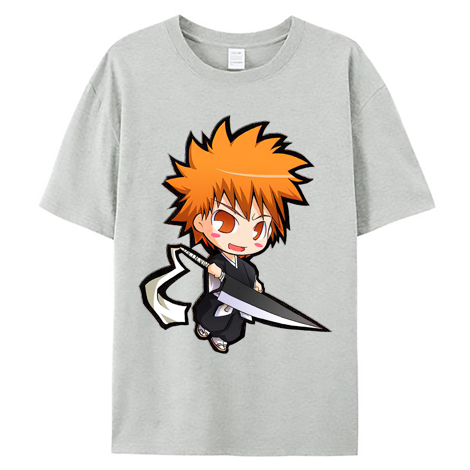 （画像用） ブリーチ 黒崎一護（くろさき いちご）BLEACH Kurosaki Ichigo 綿100％ メンズ半袖Tシャツ｜肌触りやわらか＆通気性