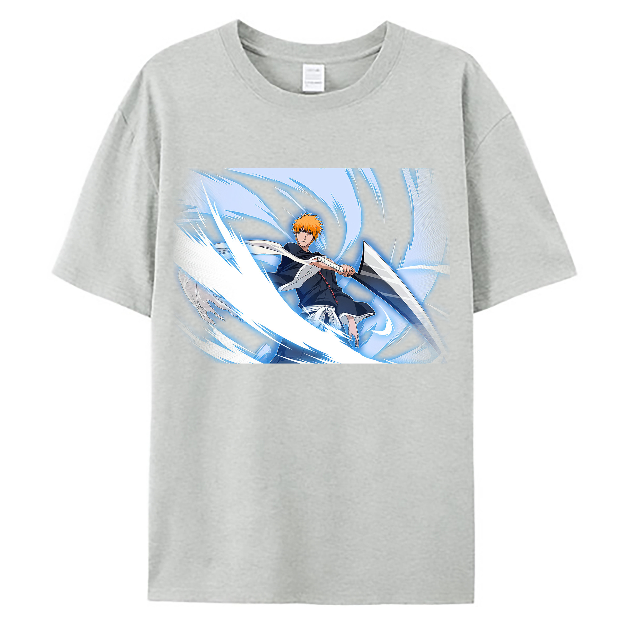 （画像用） ブリーチ 黒崎一護（くろさき いちご）BLEACH Kurosaki Ichigo 綿100％ メンズ半袖Tシャツ｜肌触りやわらか＆通気性