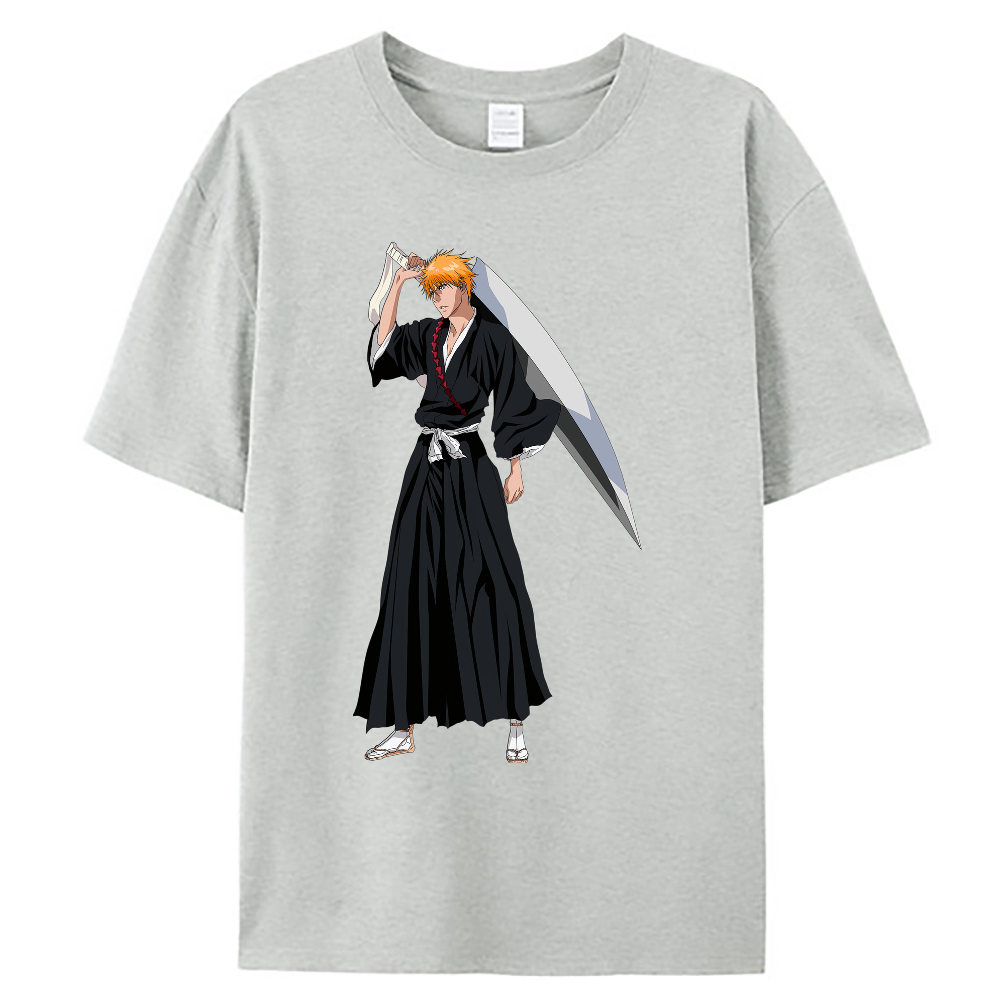 （画像用） ブリーチ 黒崎一護（くろさき いちご）BLEACH Kurosaki Ichigo 綿100％ メンズ半袖Tシャツ｜肌触りやわらか＆通気性