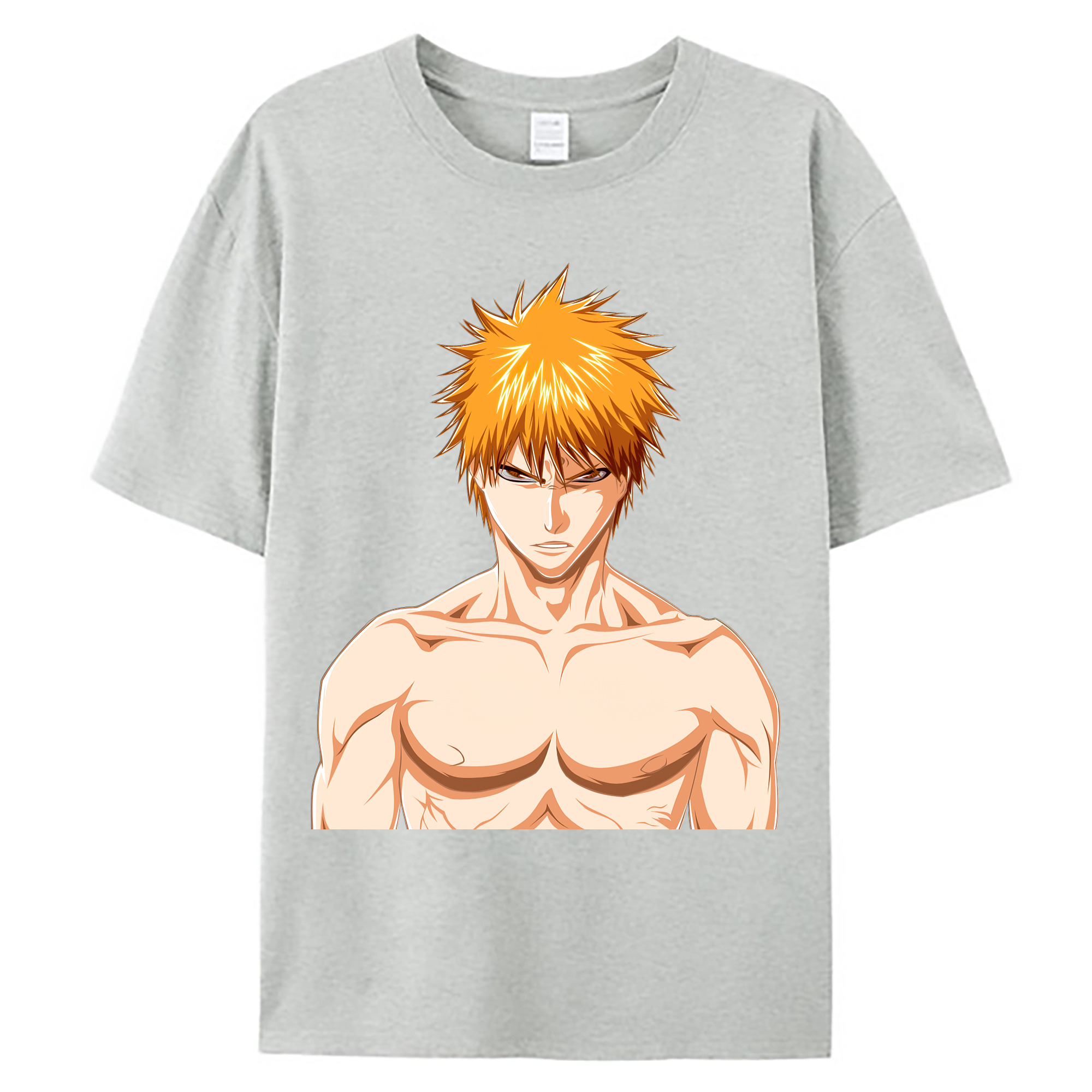 （画像用） ブリーチ 黒崎一護（くろさき いちご）BLEACH Kurosaki Ichigo 綿100％ メンズ半袖Tシャツ｜肌触りやわらか＆通気性