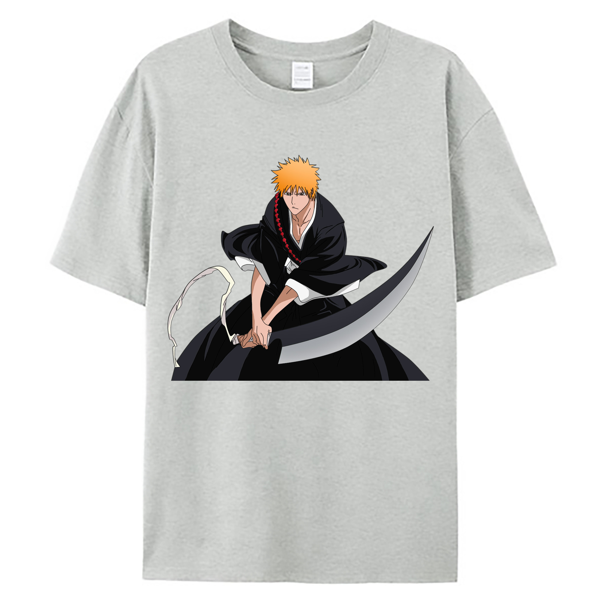 （画像用） ブリーチ 黒崎一護（くろさき いちご）BLEACH Kurosaki Ichigo 綿100％ メンズ半袖Tシャツ｜肌触りやわらか＆通気性