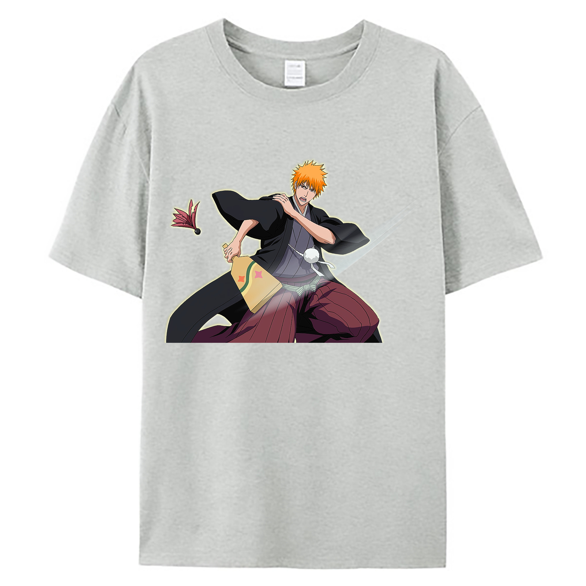 （画像用） ブリーチ 黒崎一護（くろさき いちご）BLEACH Kurosaki Ichigo 綿100％ メンズ半袖Tシャツ｜肌触りやわらか＆通気性