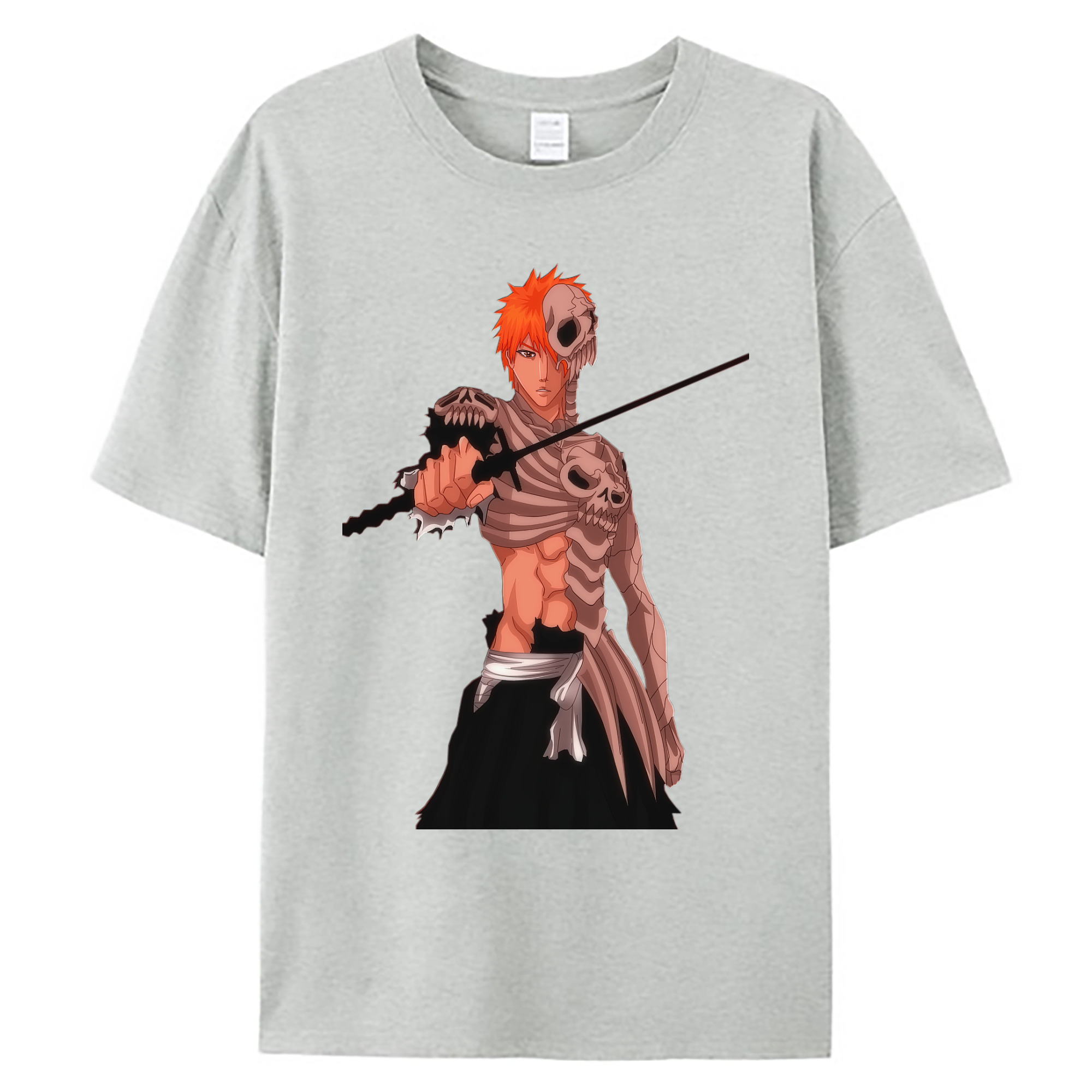 （画像用） ブリーチ 黒崎一護（くろさき いちご）BLEACH Kurosaki Ichigo 綿100％ メンズ半袖Tシャツ｜肌触りやわらか＆通気性