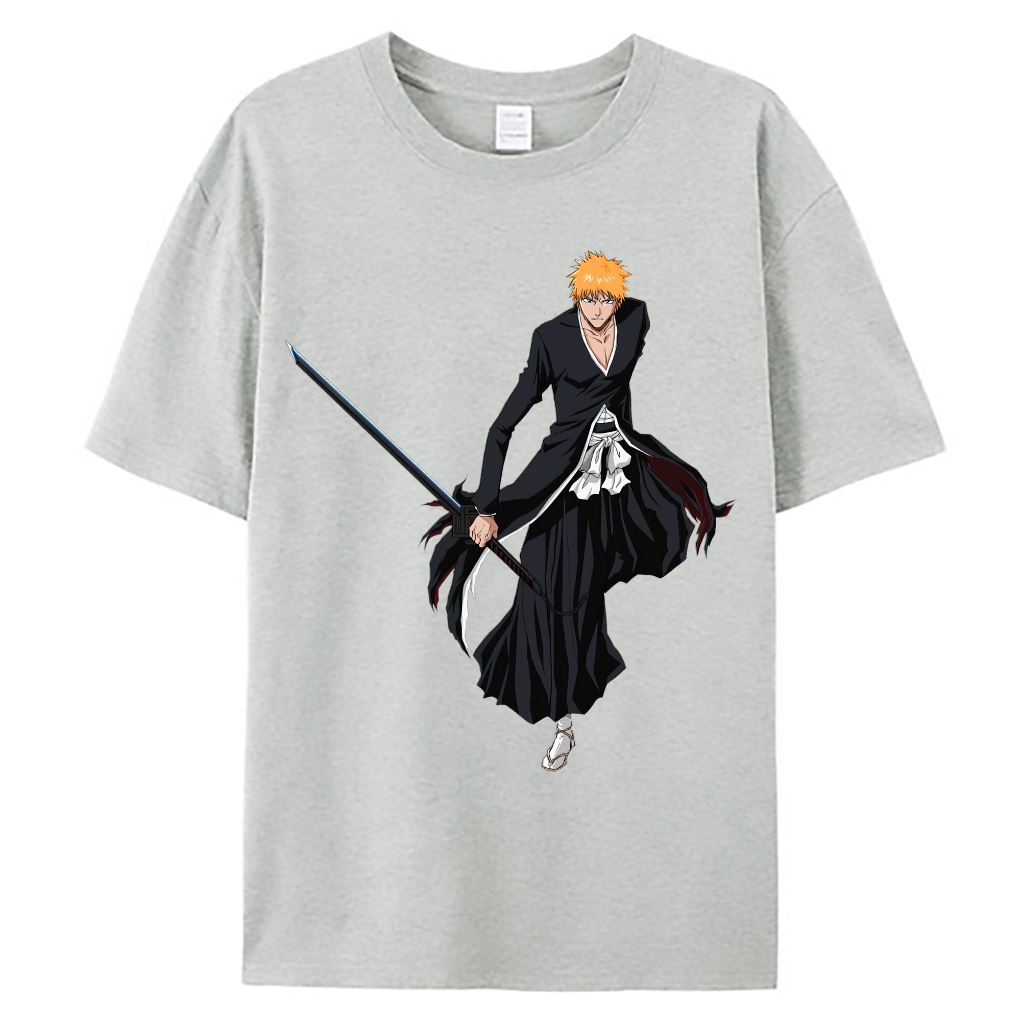 （画像用） ブリーチ 黒崎一護（くろさき いちご）BLEACH Kurosaki Ichigo 綿100％ メンズ半袖Tシャツ｜肌触りやわらか＆通気性