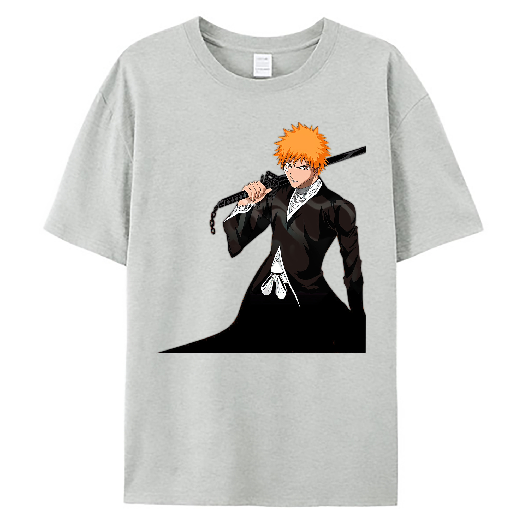 （画像用） ブリーチ 黒崎一護（くろさき いちご）BLEACH Kurosaki Ichigo 綿100％ メンズ半袖Tシャツ｜肌触りやわらか＆通気性