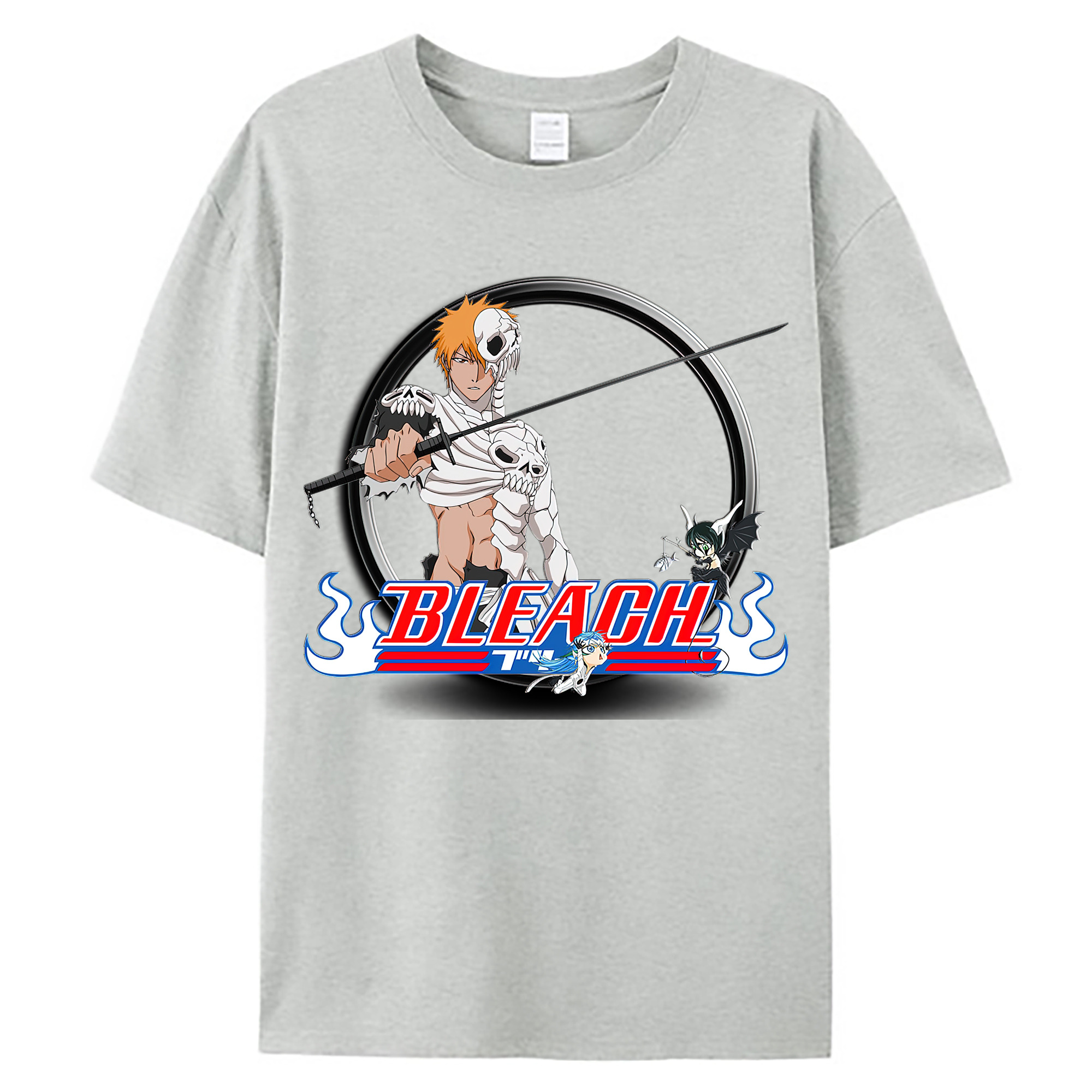 （画像用） ブリーチ 黒崎一護（くろさき いちご）BLEACH Kurosaki Ichigo 綿100％ メンズ半袖Tシャツ｜肌触りやわらか＆通気性