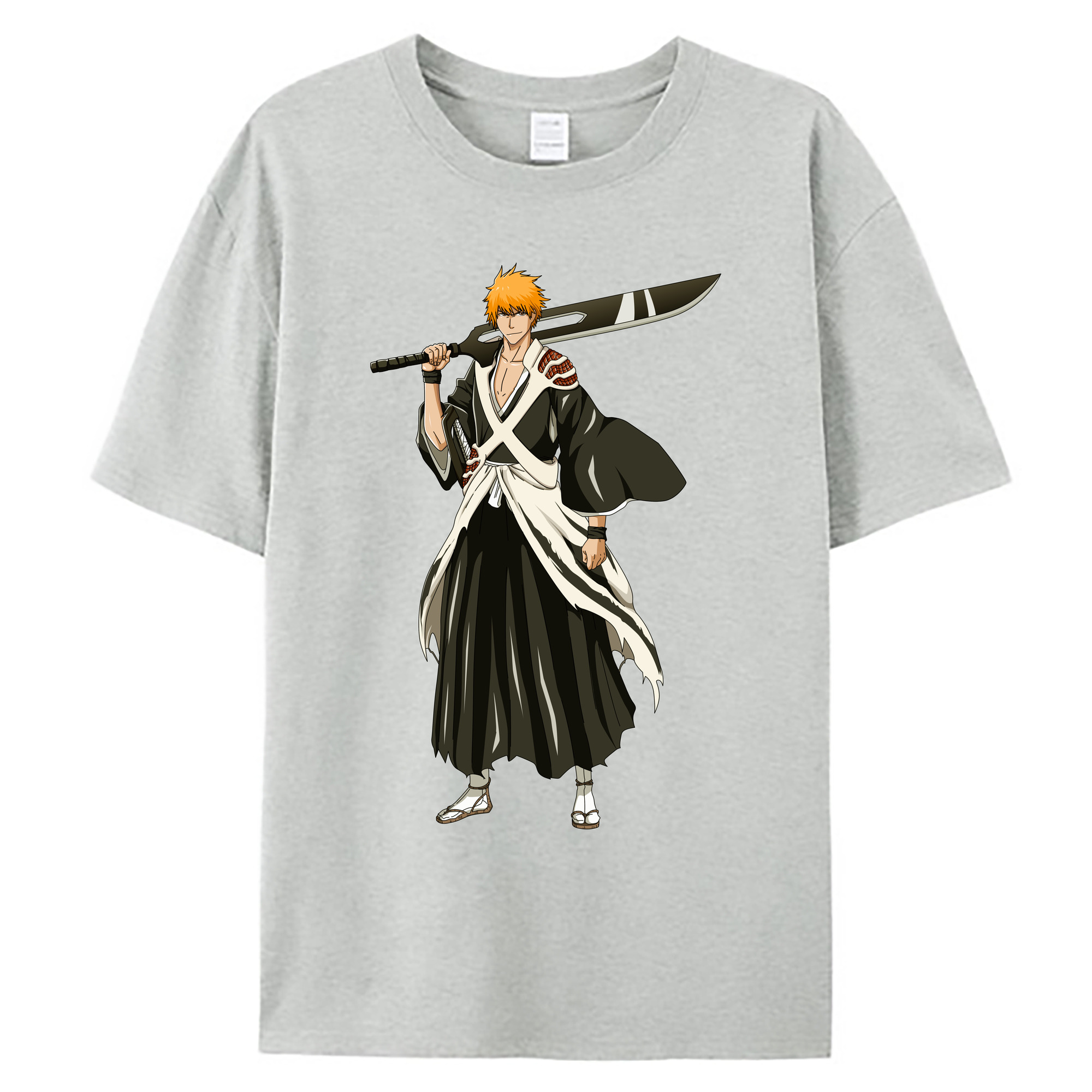 （画像用） ブリーチ 黒崎一護（くろさき いちご）BLEACH Kurosaki Ichigo 綿100％ メンズ半袖Tシャツ｜肌触りやわらか＆通気性
