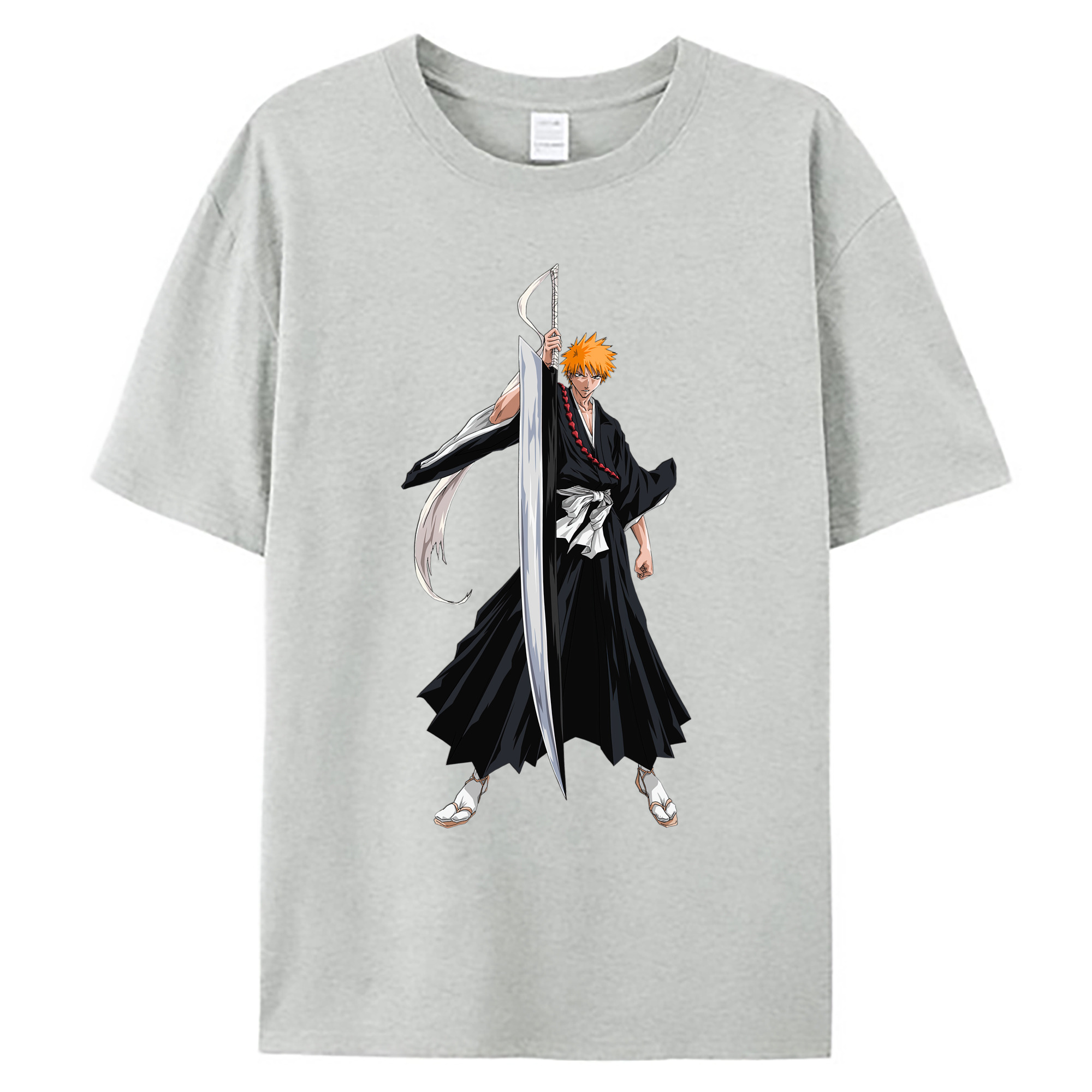（画像用） ブリーチ 黒崎一護（くろさき いちご）BLEACH Kurosaki Ichigo 綿100％ メンズ半袖Tシャツ｜肌触りやわらか＆通気性