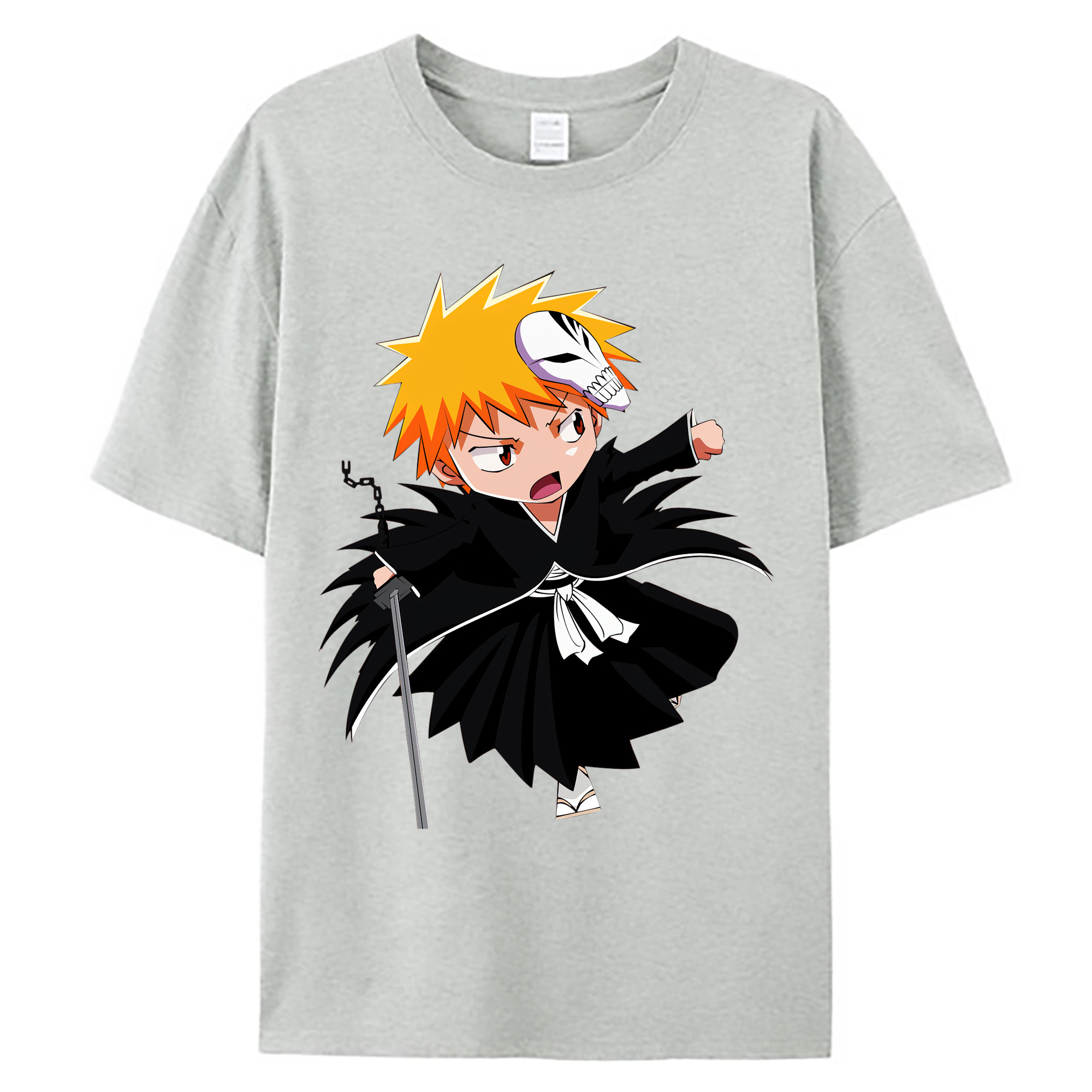 （画像用） ブリーチ 黒崎一護（くろさき いちご）BLEACH Kurosaki Ichigo 綿100％ メンズ半袖Tシャツ｜肌触りやわらか＆通気性
