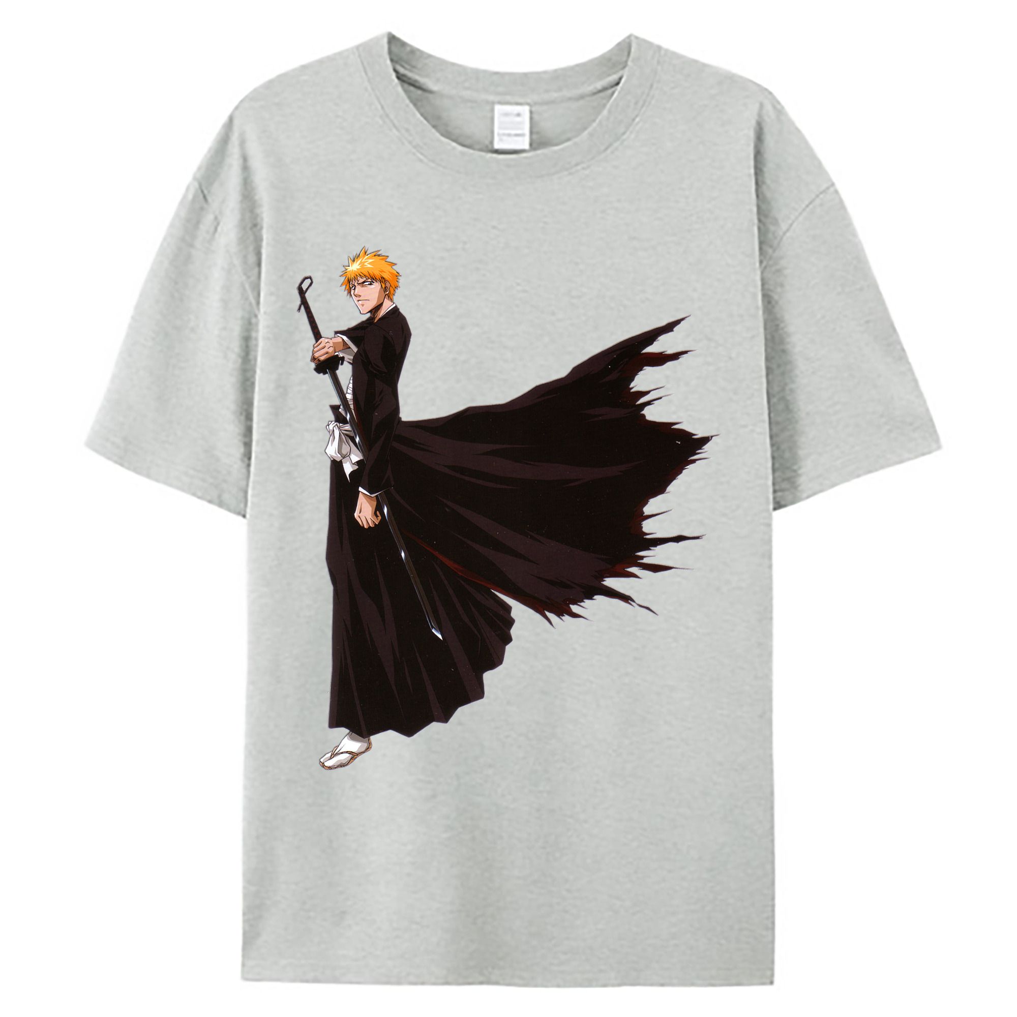 （画像用） ブリーチ 黒崎一護（くろさき いちご）BLEACH Kurosaki Ichigo 綿100％ メンズ半袖Tシャツ｜肌触りやわらか＆通気性