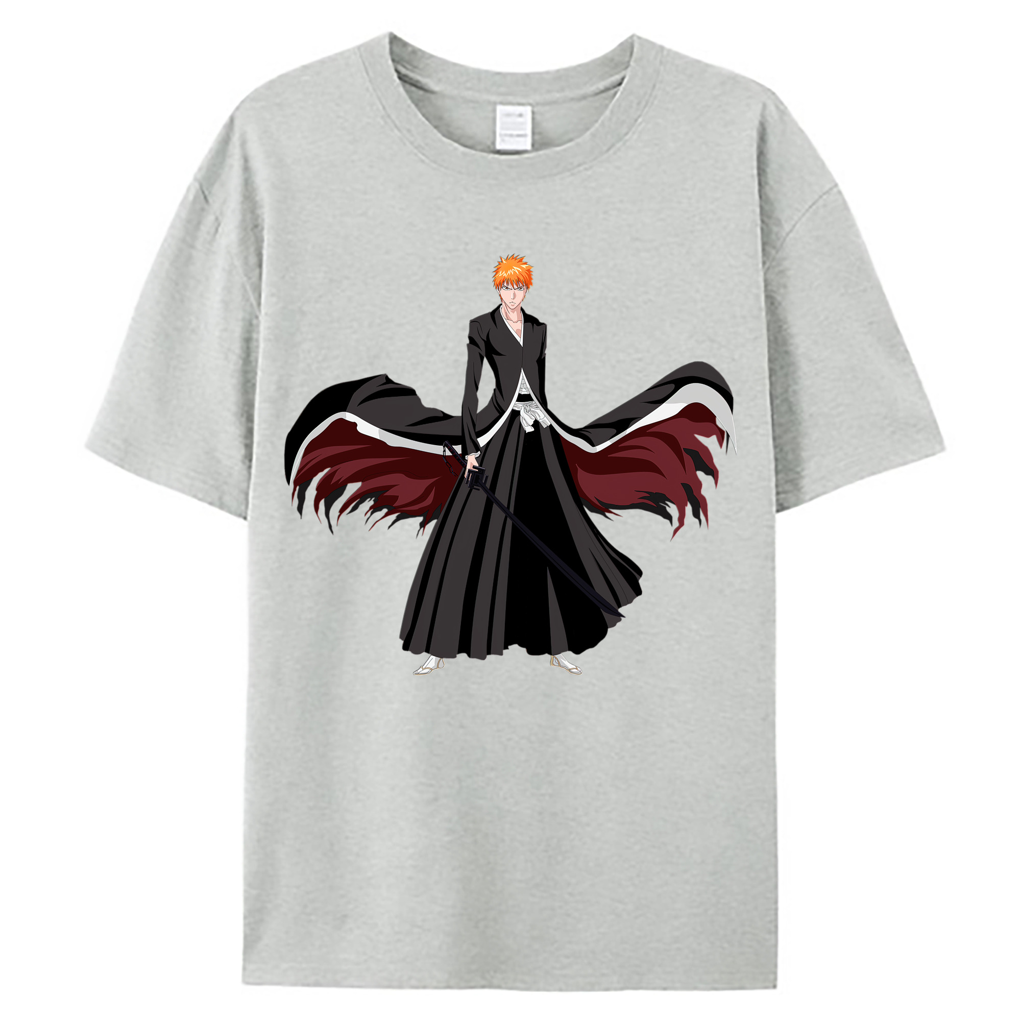 （画像用） ブリーチ 黒崎一護（くろさき いちご）BLEACH Kurosaki Ichigo 綿100％ メンズ半袖Tシャツ｜肌触りやわらか＆通気性