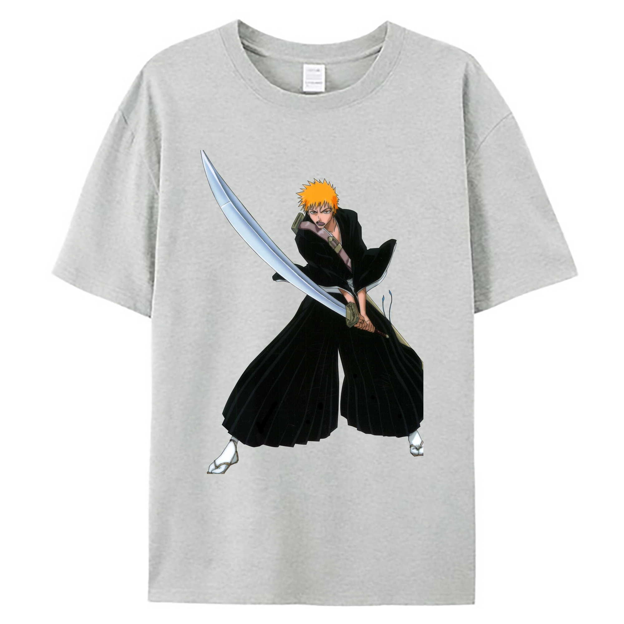 （画像用） ブリーチ 黒崎一護（くろさき いちご）BLEACH Kurosaki Ichigo 綿100％ メンズ半袖Tシャツ｜肌触りやわらか＆通気性