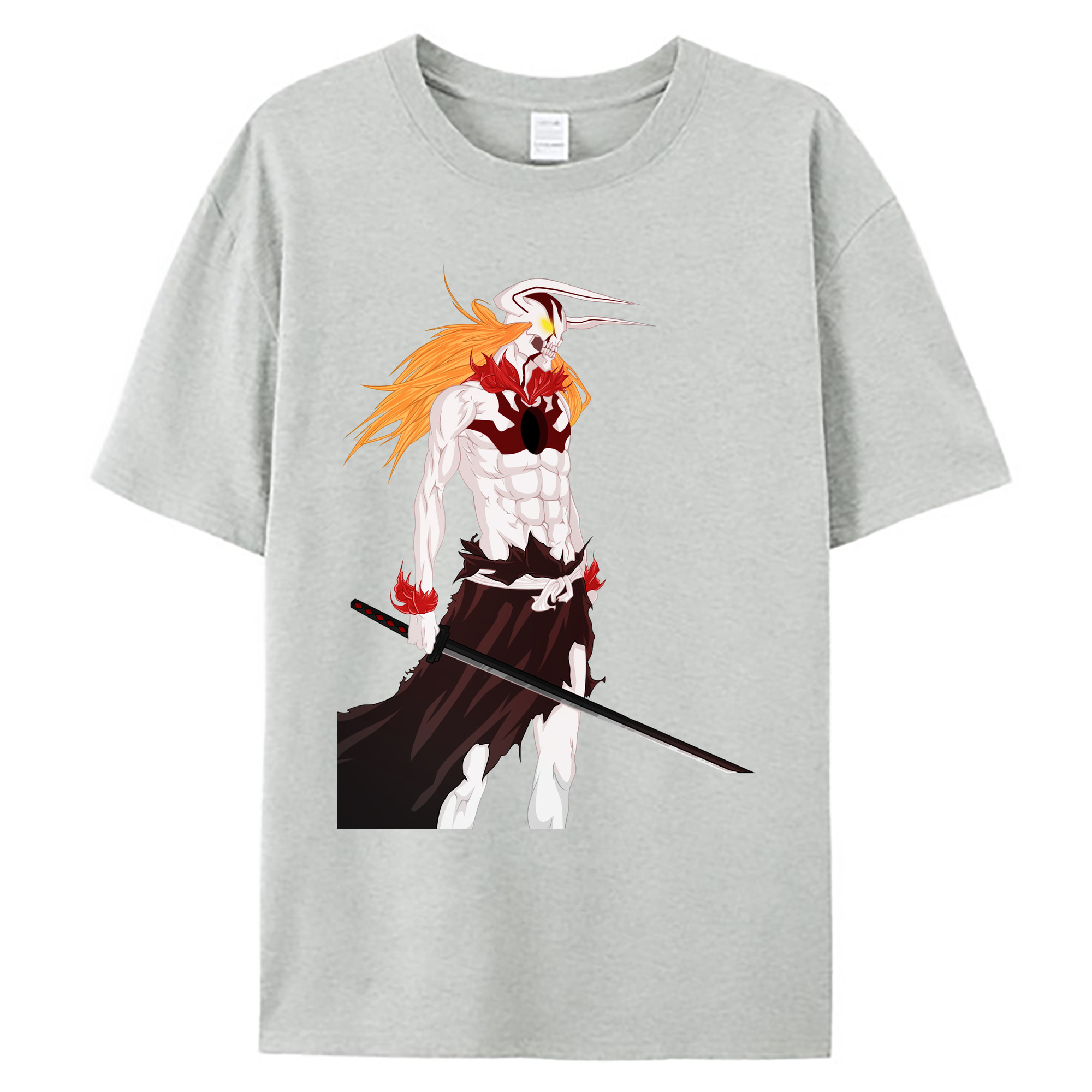 （画像用） ブリーチ 黒崎一護（くろさき いちご）BLEACH Kurosaki Ichigo 綿100％ メンズ半袖Tシャツ｜肌触りやわらか＆通気性