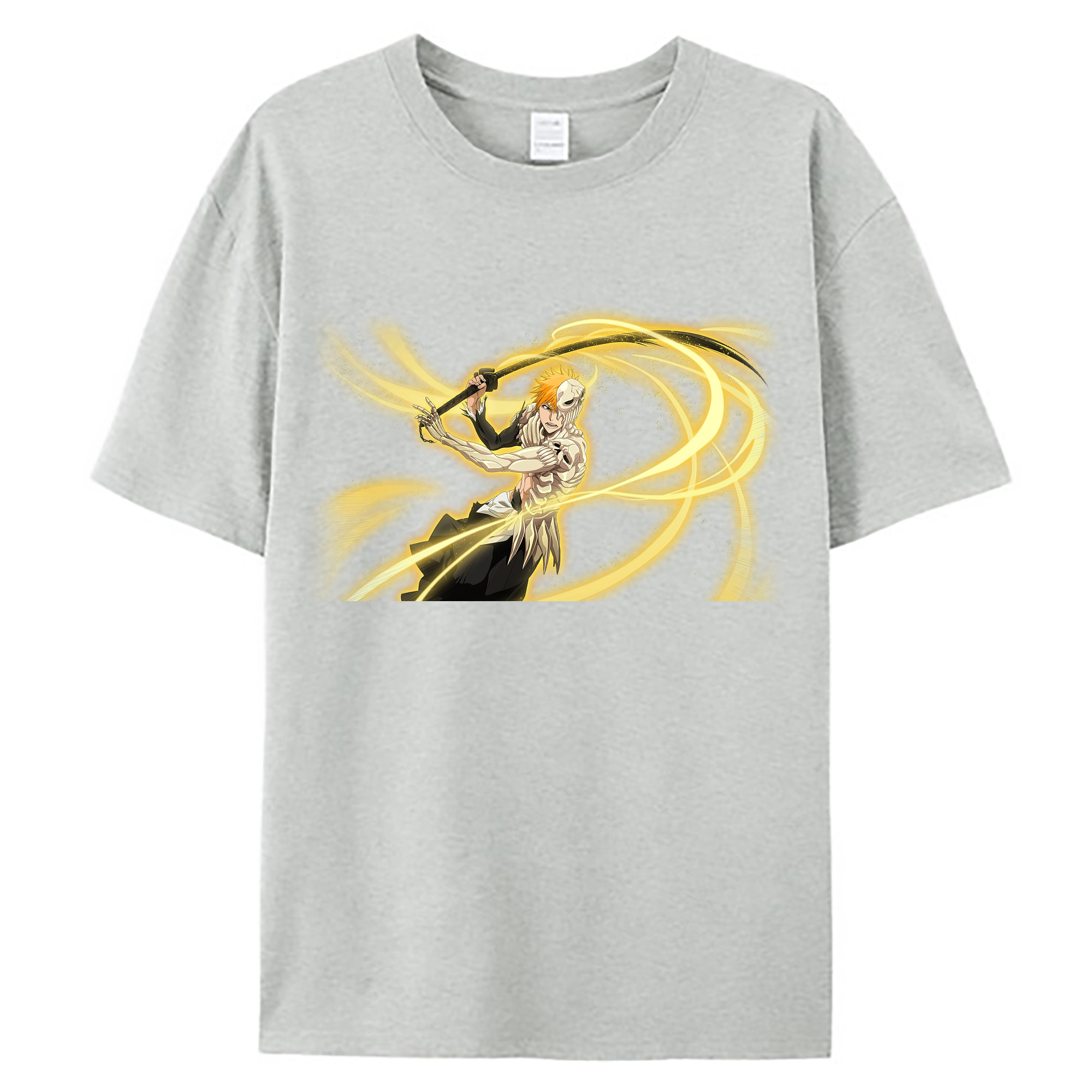 （画像用） ブリーチ 黒崎一護（くろさき いちご）BLEACH Kurosaki Ichigo 綿100％ メンズ半袖Tシャツ｜肌触りやわらか＆通気性