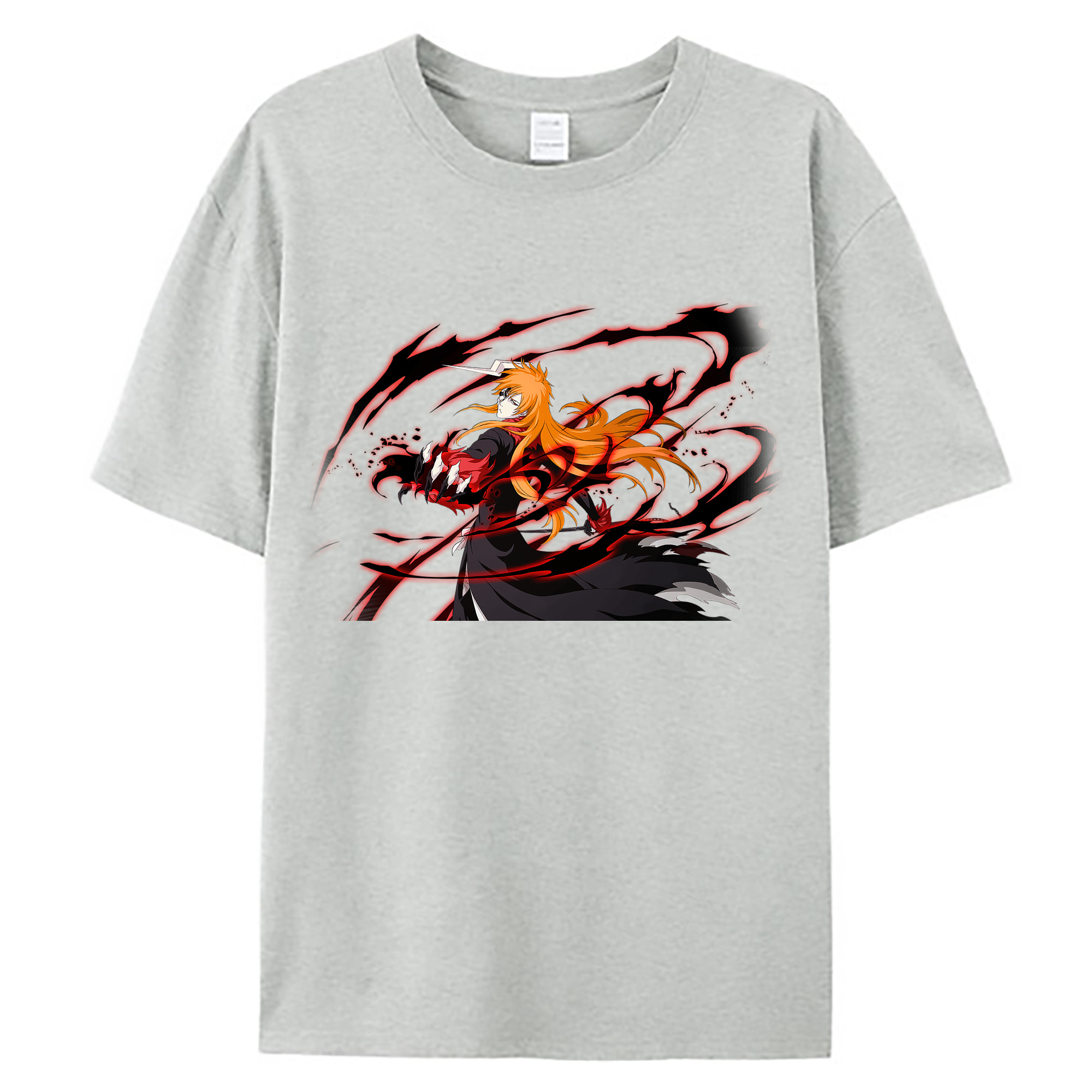 （画像用） ブリーチ 黒崎一護（くろさき いちご）BLEACH Kurosaki Ichigo 綿100％ メンズ半袖Tシャツ｜肌触りやわらか＆通気性
