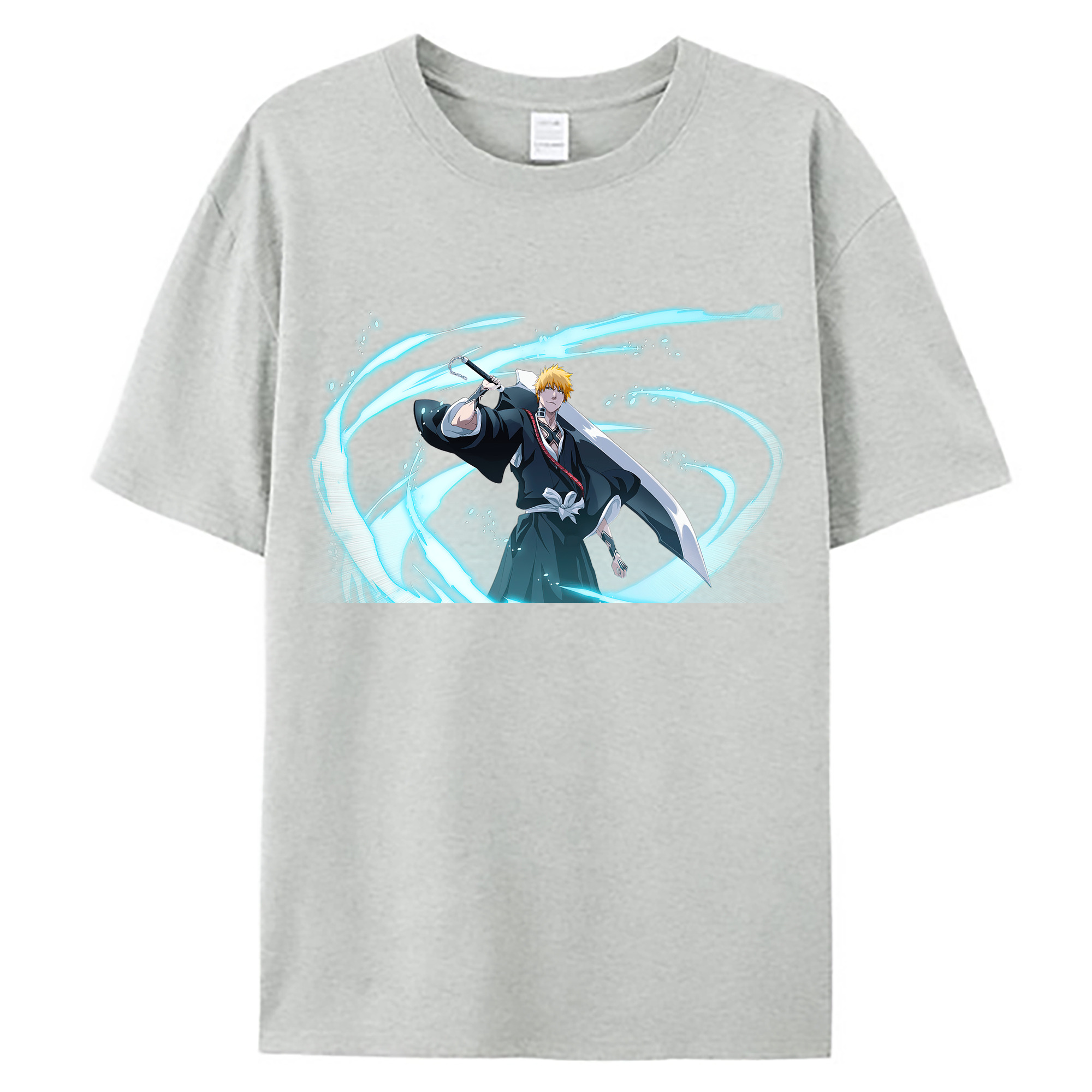 （画像用） ブリーチ 黒崎一護（くろさき いちご）BLEACH Kurosaki Ichigo 綿100％ メンズ半袖Tシャツ｜肌触りやわらか＆通気性