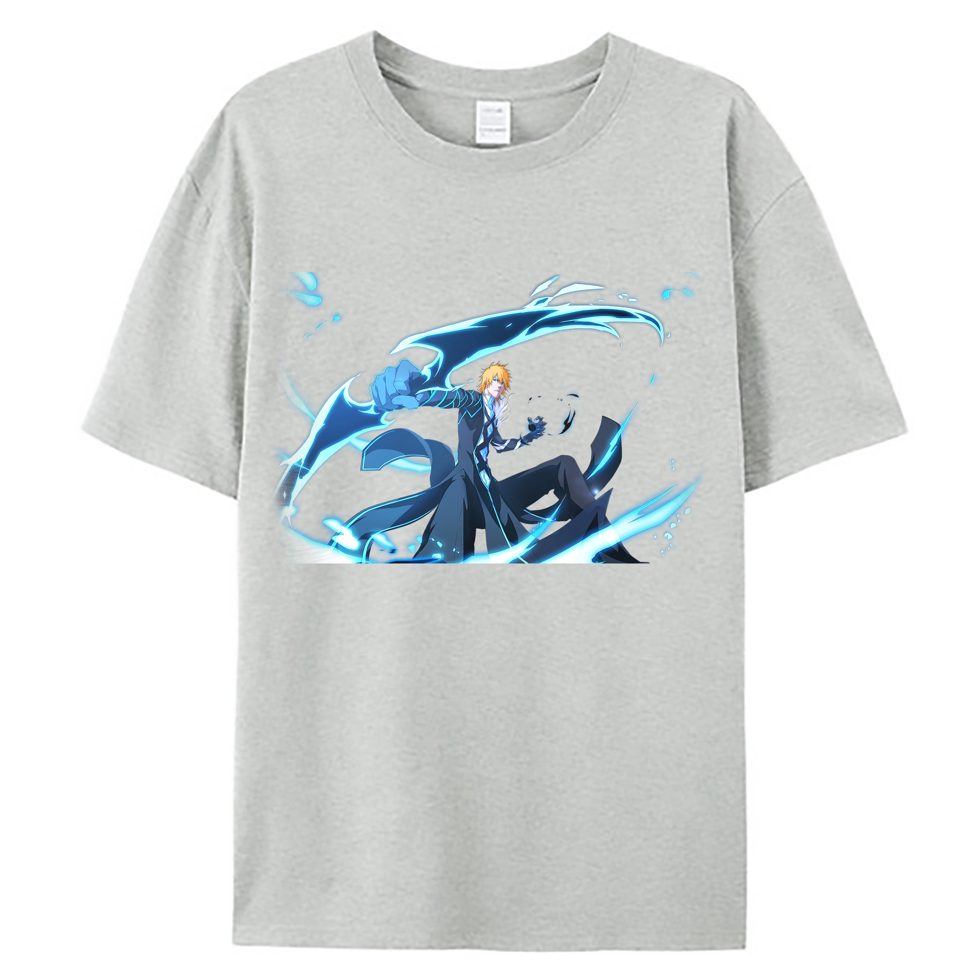 （画像用） ブリーチ 黒崎一護（くろさき いちご）BLEACH Kurosaki Ichigo 綿100％ メンズ半袖Tシャツ｜肌触りやわらか＆通気性