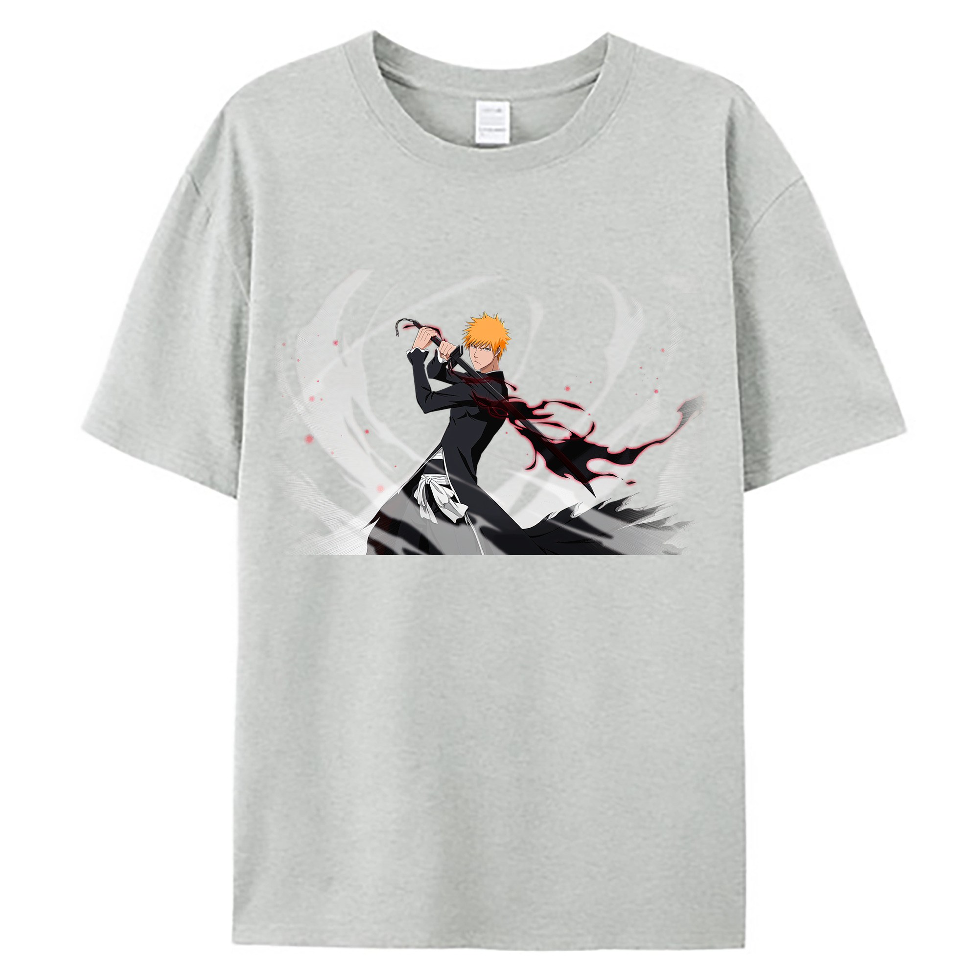 （画像用） ブリーチ 黒崎一護（くろさき いちご）BLEACH Kurosaki Ichigo 綿100％ メンズ半袖Tシャツ｜肌触りやわらか＆通気性