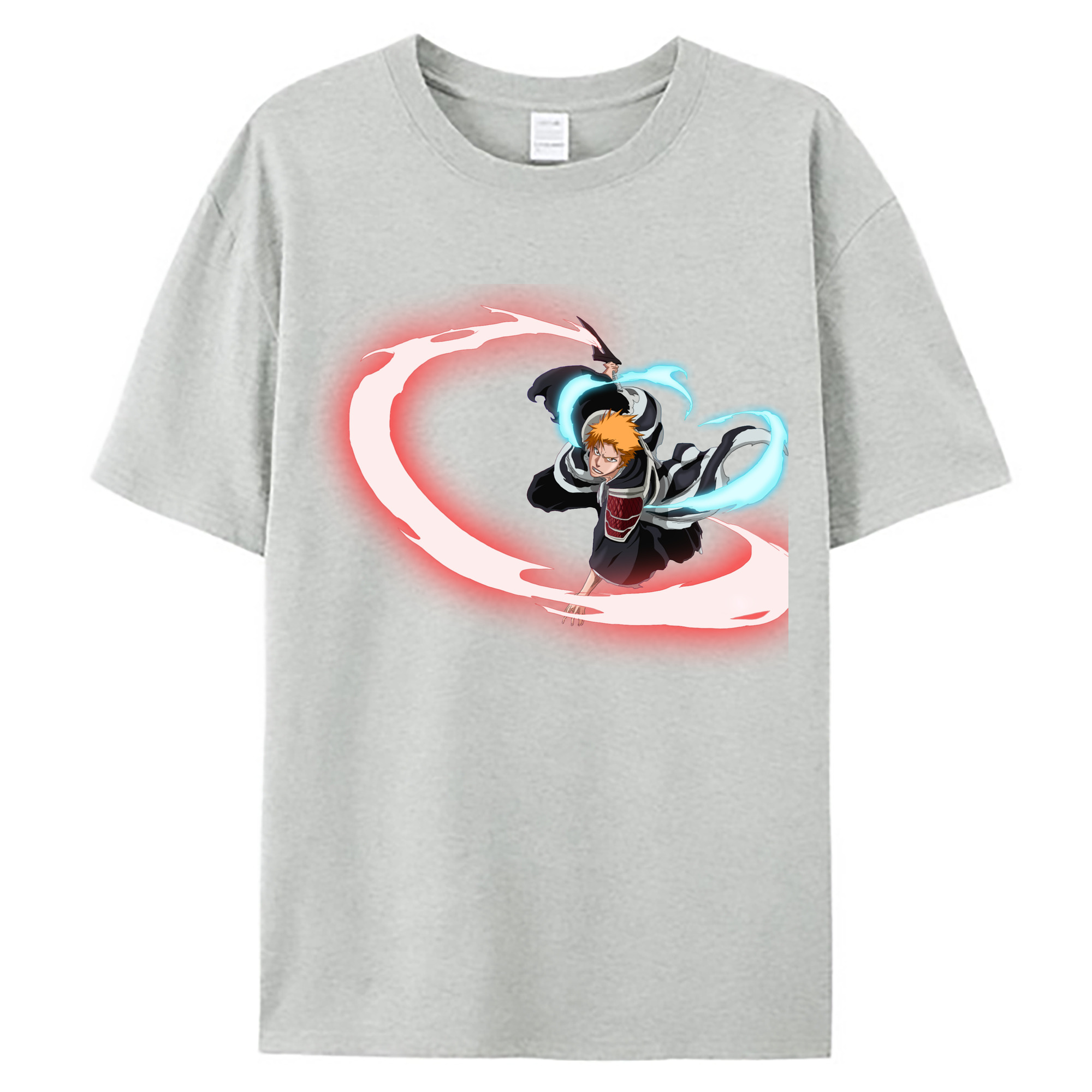 （画像用） ブリーチ 黒崎一護（くろさき いちご）BLEACH Kurosaki Ichigo 綿100％ メンズ半袖Tシャツ｜肌触りやわらか＆通気性
