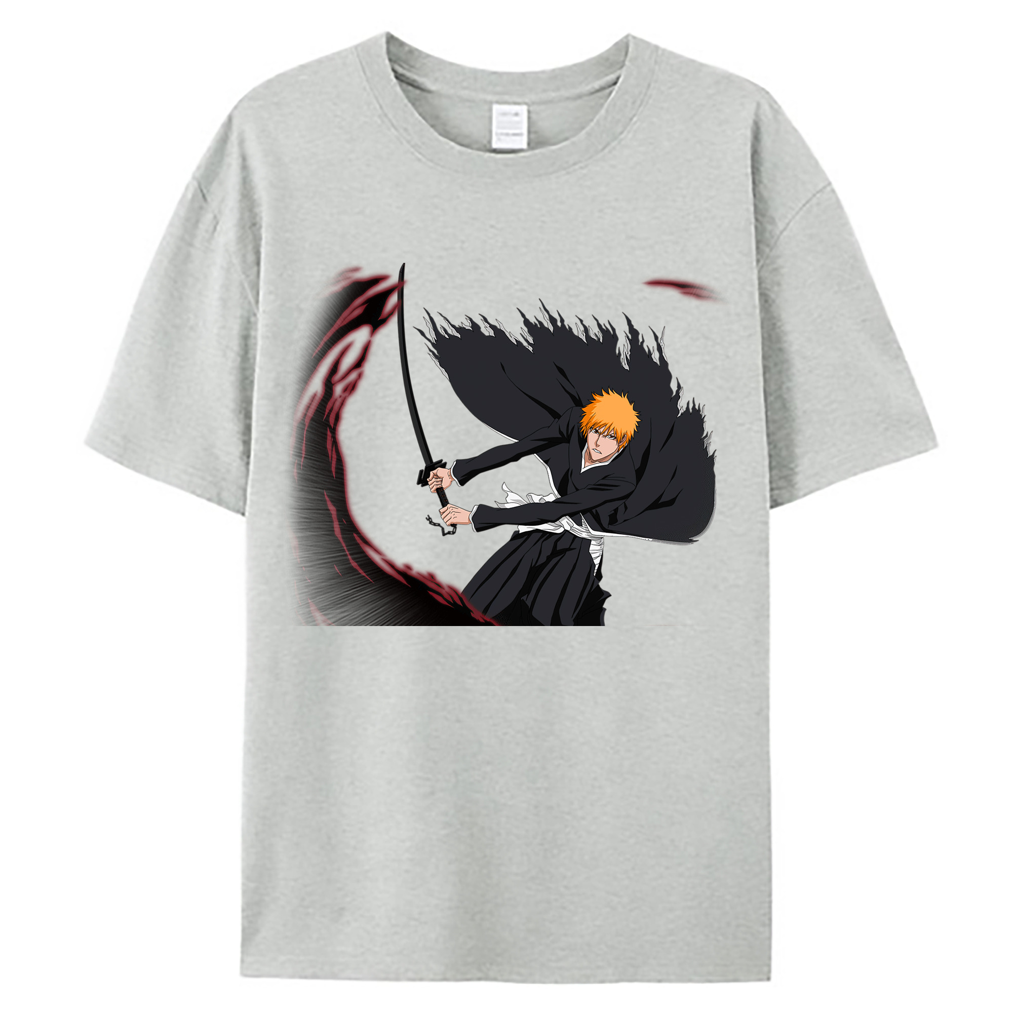（画像用） ブリーチ 黒崎一護（くろさき いちご）BLEACH Kurosaki Ichigo 綿100％ メンズ半袖Tシャツ｜肌触りやわらか＆通気性