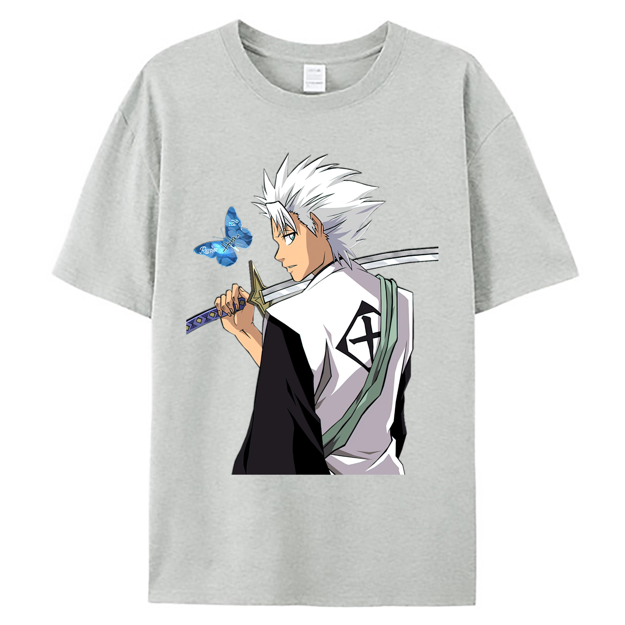 （画像用） ブリーチ 日番谷冬獅郎（ひつがや とうしろう） BLEACH Hitsugaya Toushirou 綿100％ メンズ半袖Tシャツ｜肌触りやわらか＆通気性