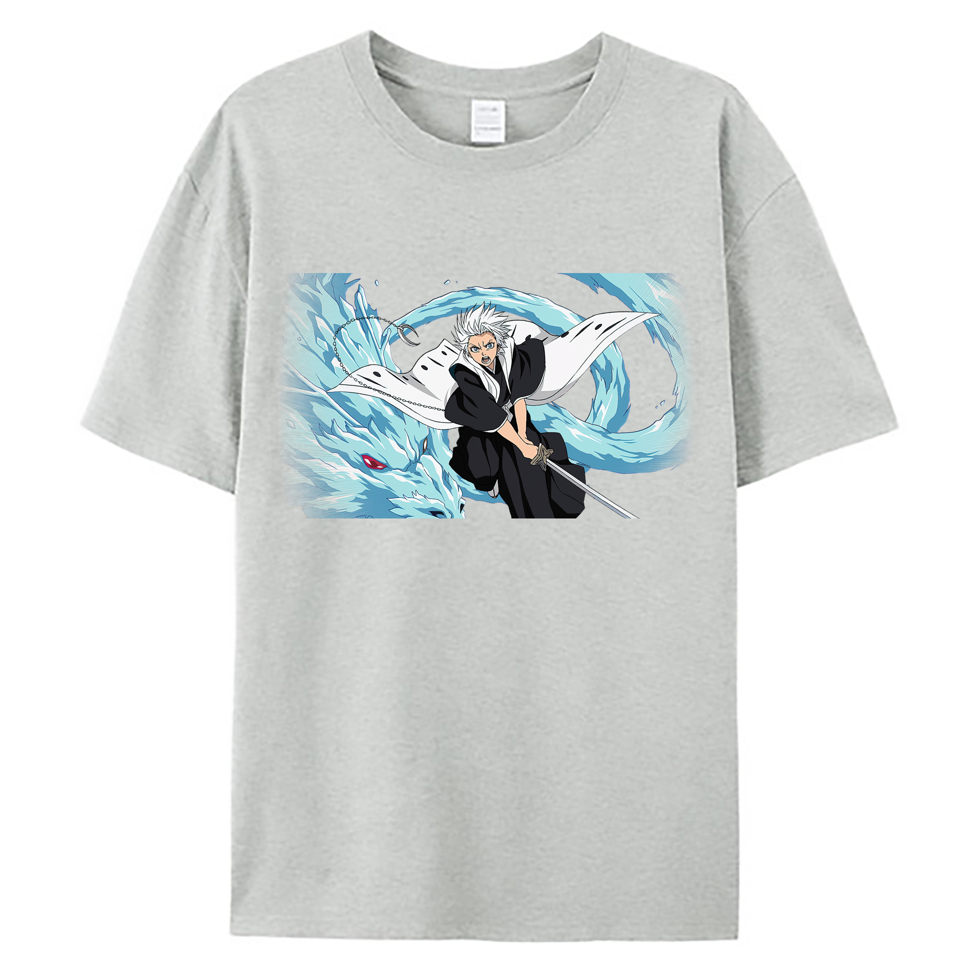 （画像用） ブリーチ 日番谷冬獅郎（ひつがや とうしろう） BLEACH Hitsugaya Toushirou 綿100％ メンズ半袖Tシャツ｜肌触りやわらか＆通気性