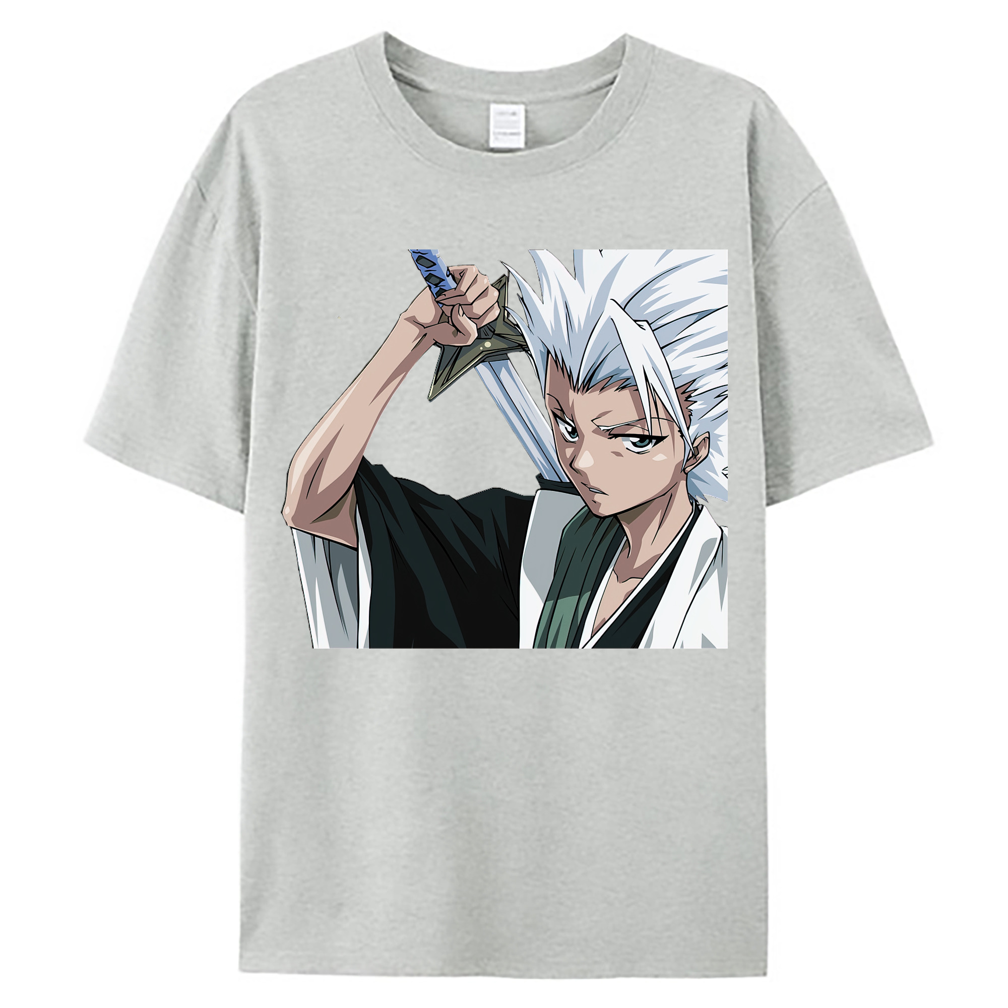 （画像用） ブリーチ 日番谷冬獅郎（ひつがや とうしろう） BLEACH Hitsugaya Toushirou 綿100％ メンズ半袖Tシャツ｜肌触りやわらか＆通気性